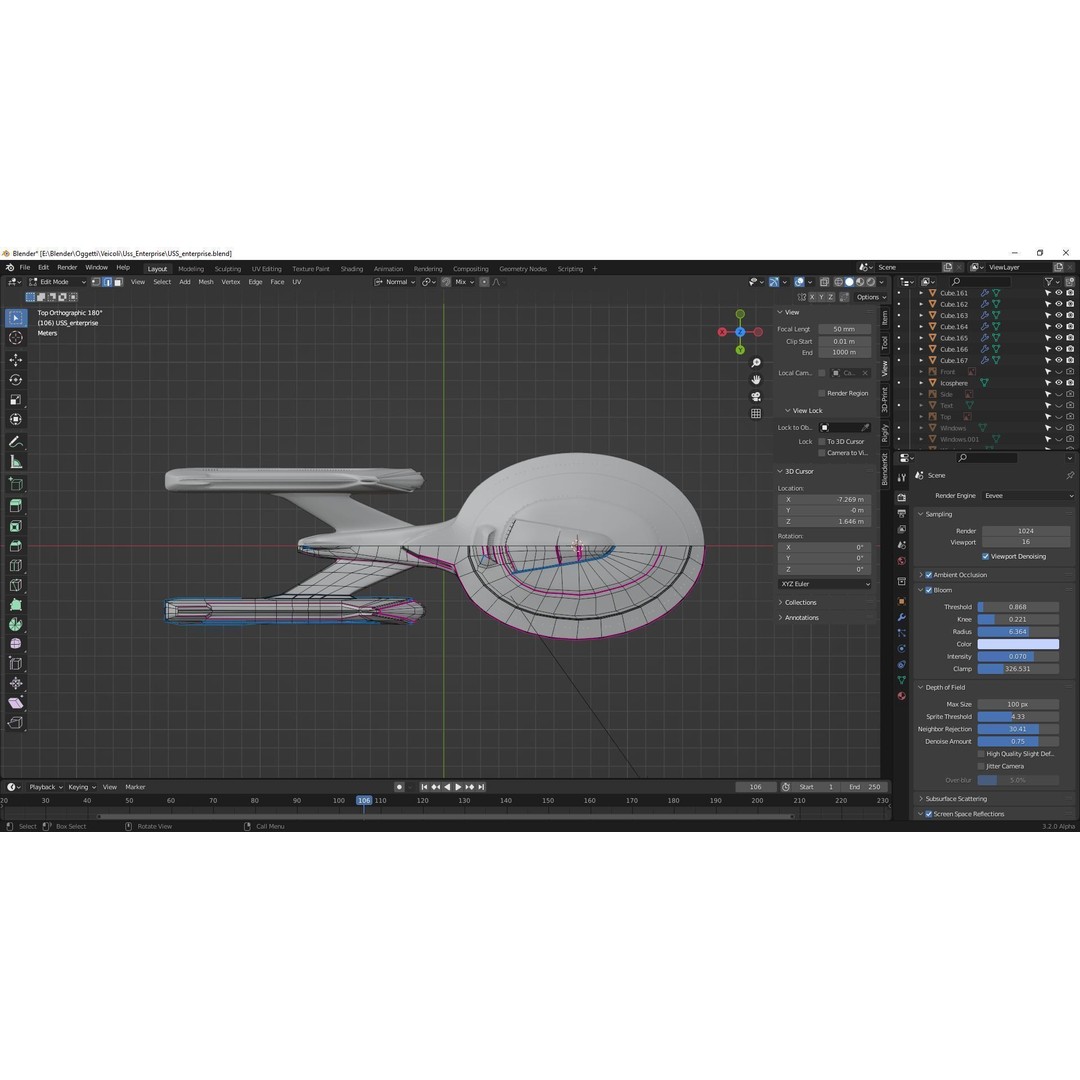 USS-Enterprise Inspired 3D Model – Low Poly Spacecraft, FBX, OBJ - View 16
