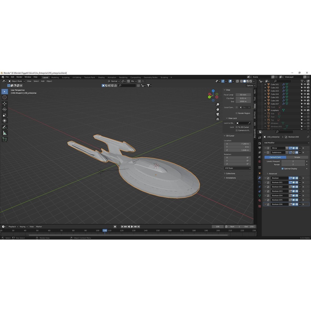 USS-Enterprise Inspired 3D Model – Low Poly Spacecraft, FBX, OBJ - View 18