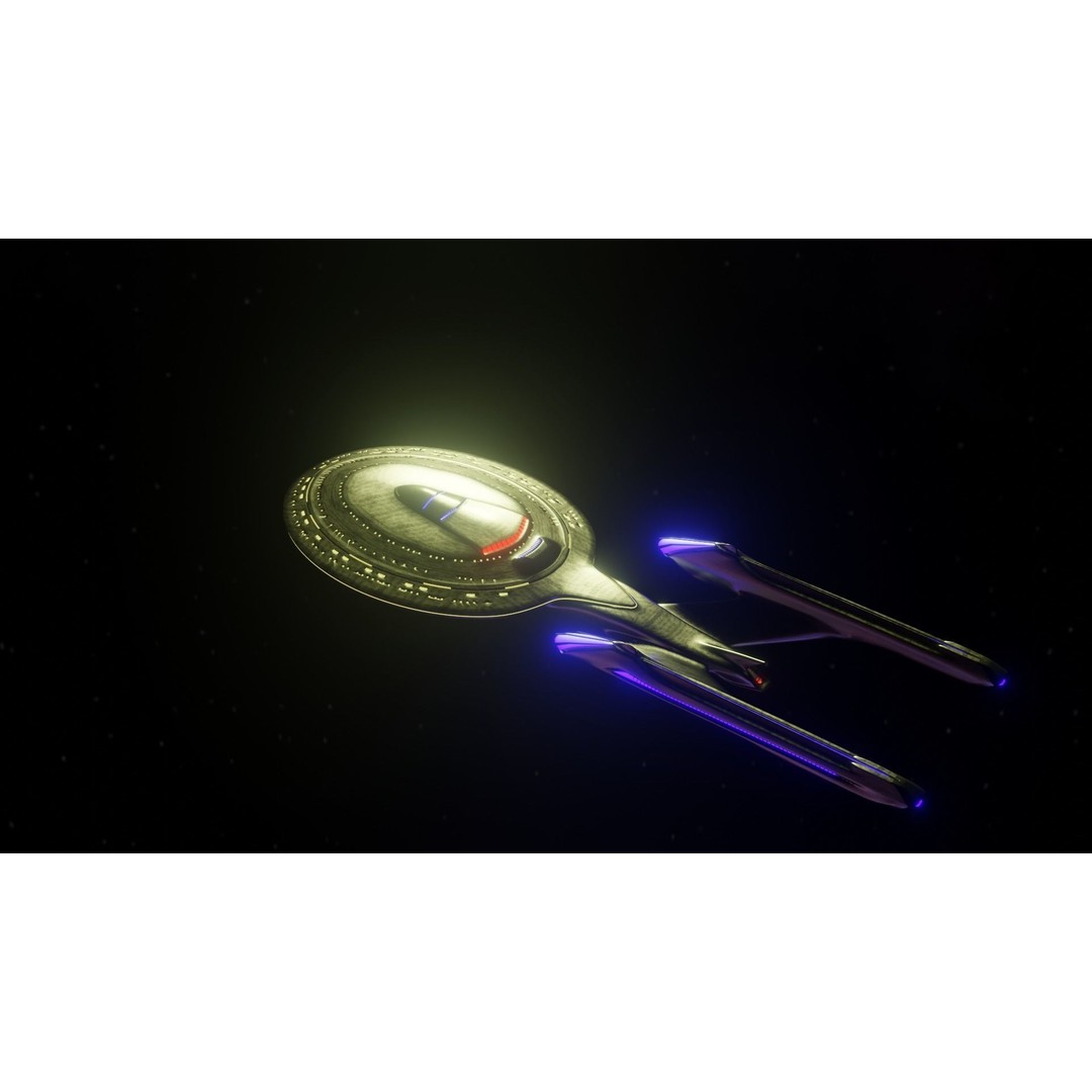 USS-Enterprise Inspired 3D Model – Low Poly Spacecraft, FBX, OBJ - View 3