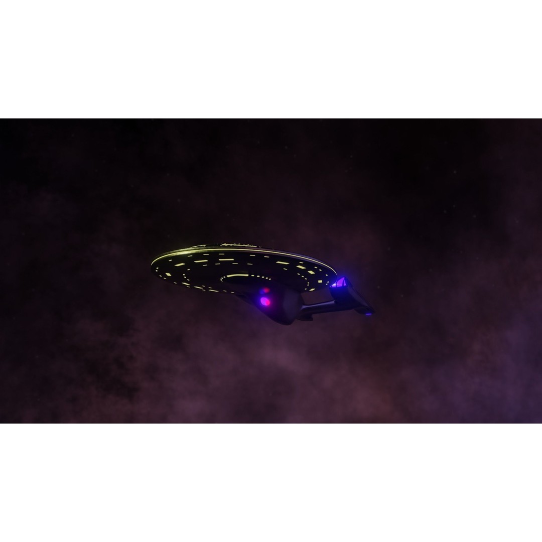 USS-Enterprise Inspired 3D Model – Low Poly Spacecraft, FBX, OBJ - View 4