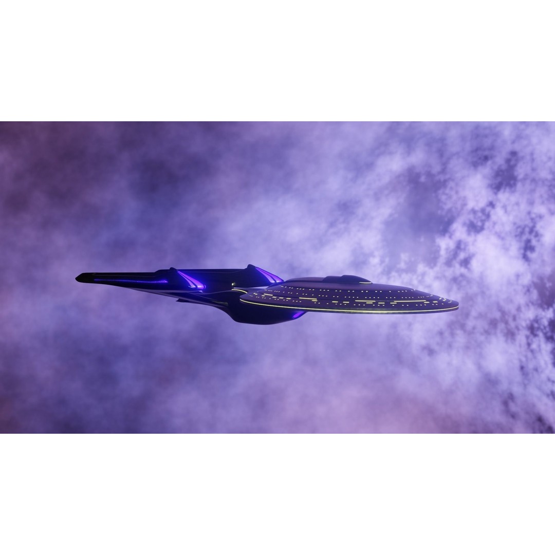 USS-Enterprise Inspired 3D Model – Low Poly Spacecraft, FBX, OBJ - View 5
