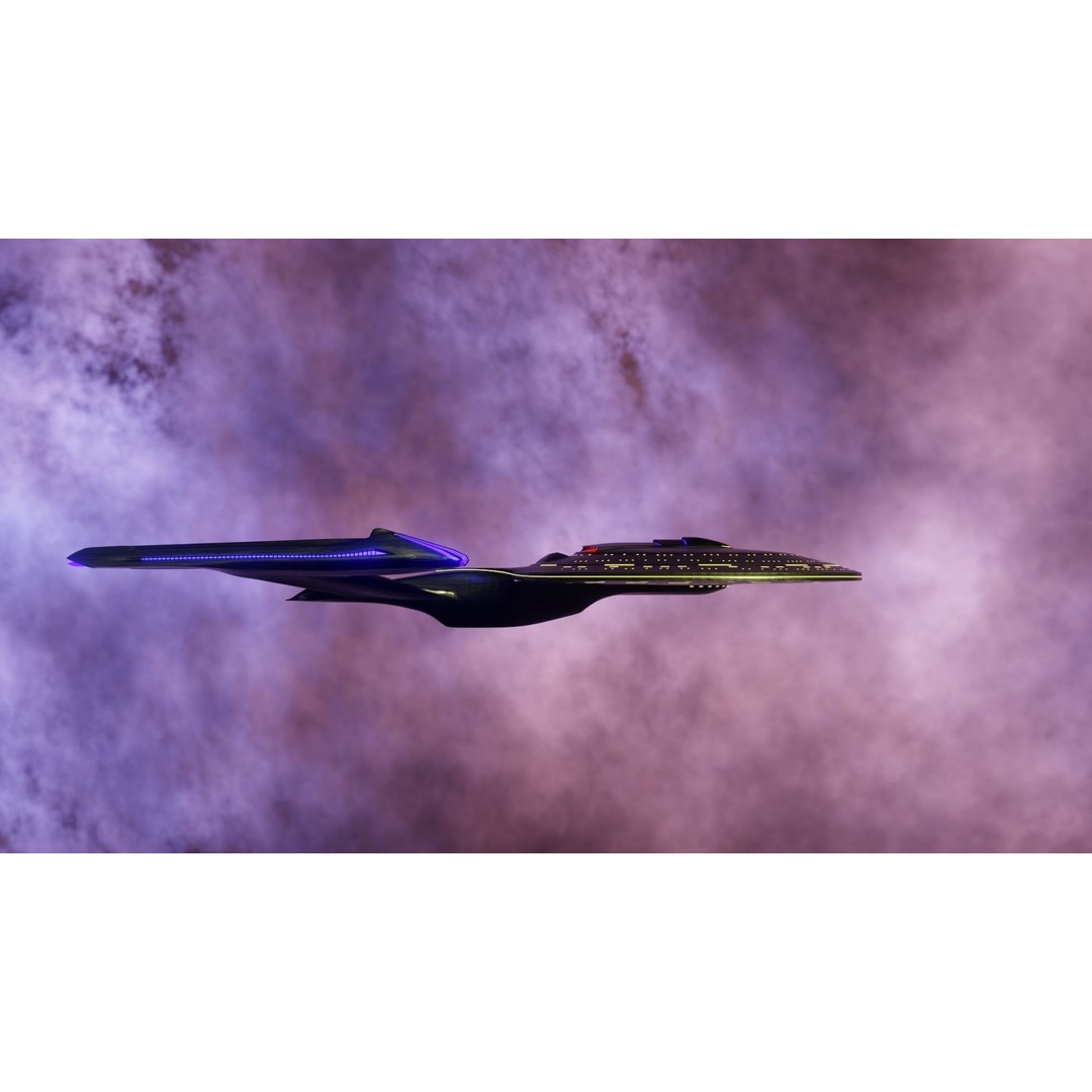 USS-Enterprise Inspired 3D Model – Low Poly Spacecraft, FBX, OBJ - View 6