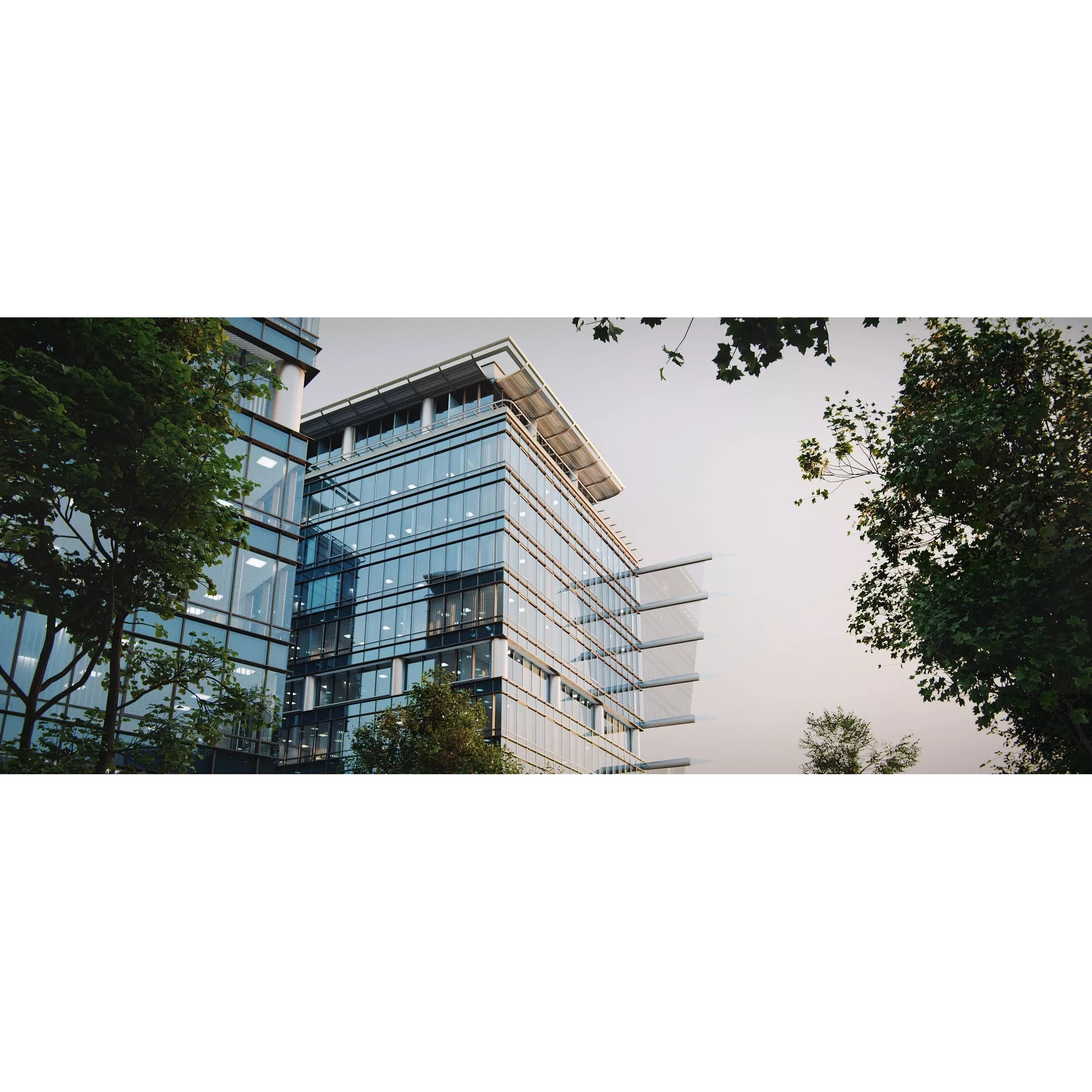 Glass Office Buildings - Modern Business Center 3D Model - View 16