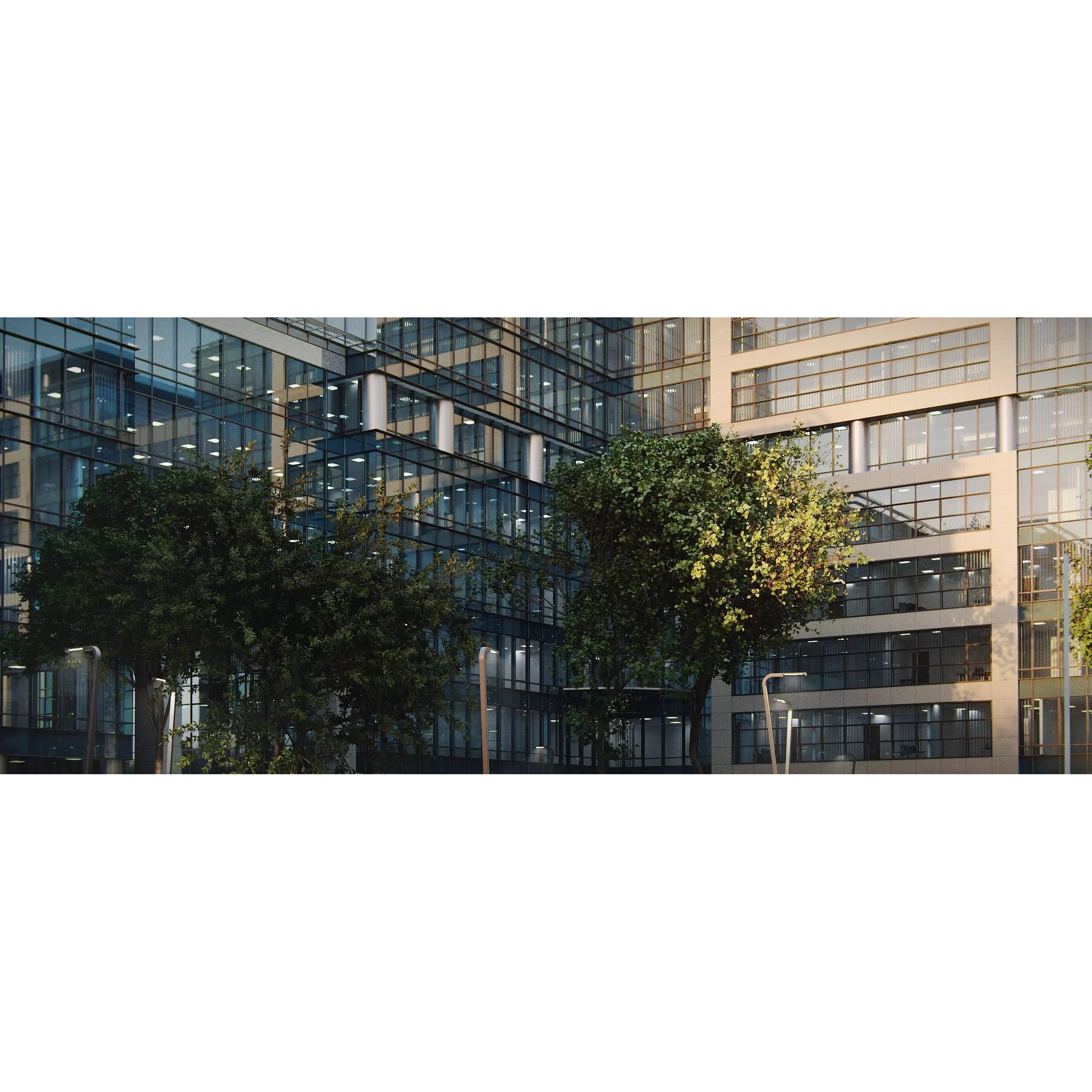 Glass Office Buildings - Modern Business Center 3D Model - View 19