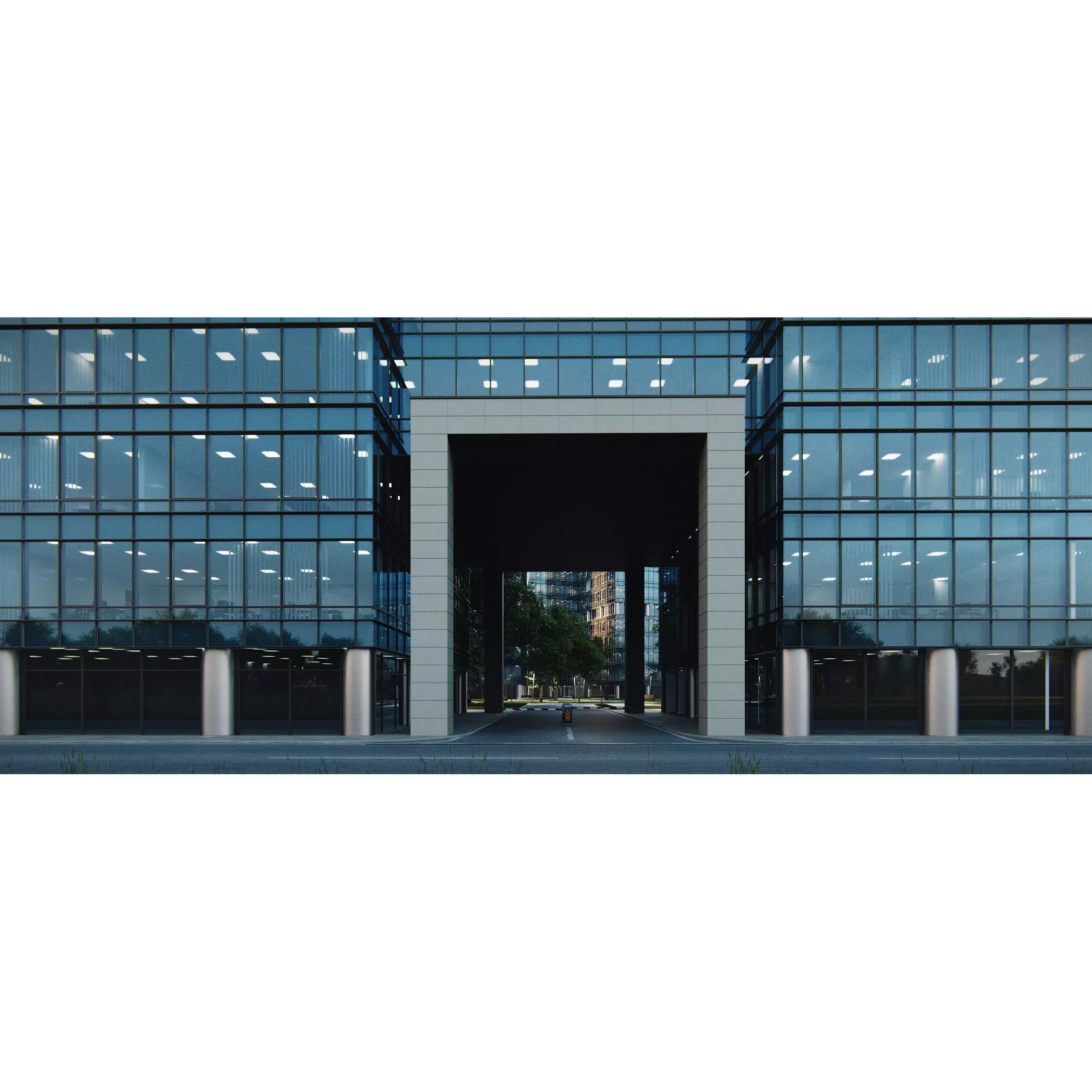 Glass Office Buildings - Modern Business Center 3D Model - View 23