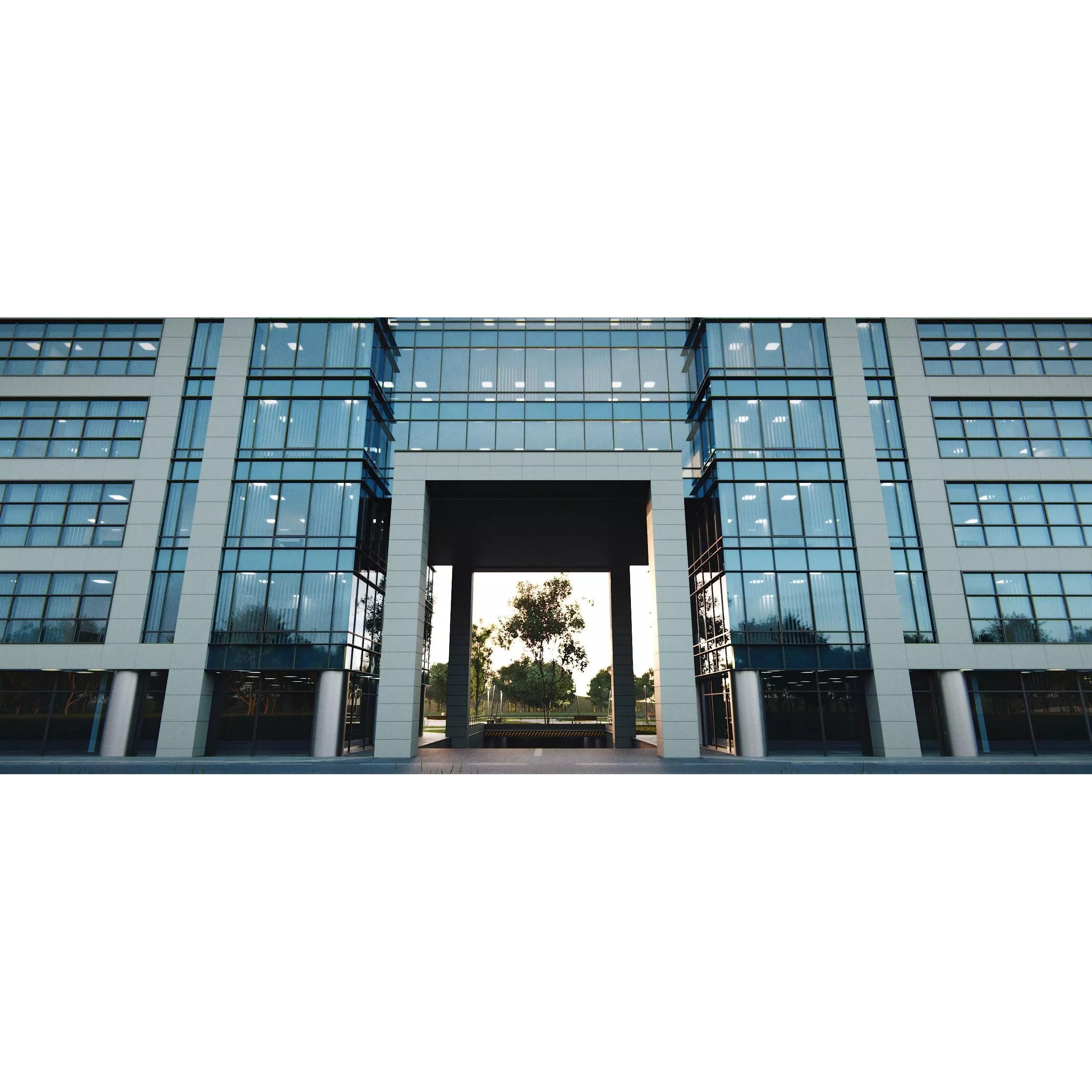 Glass Office Buildings - Modern Business Center 3D Model - View 25