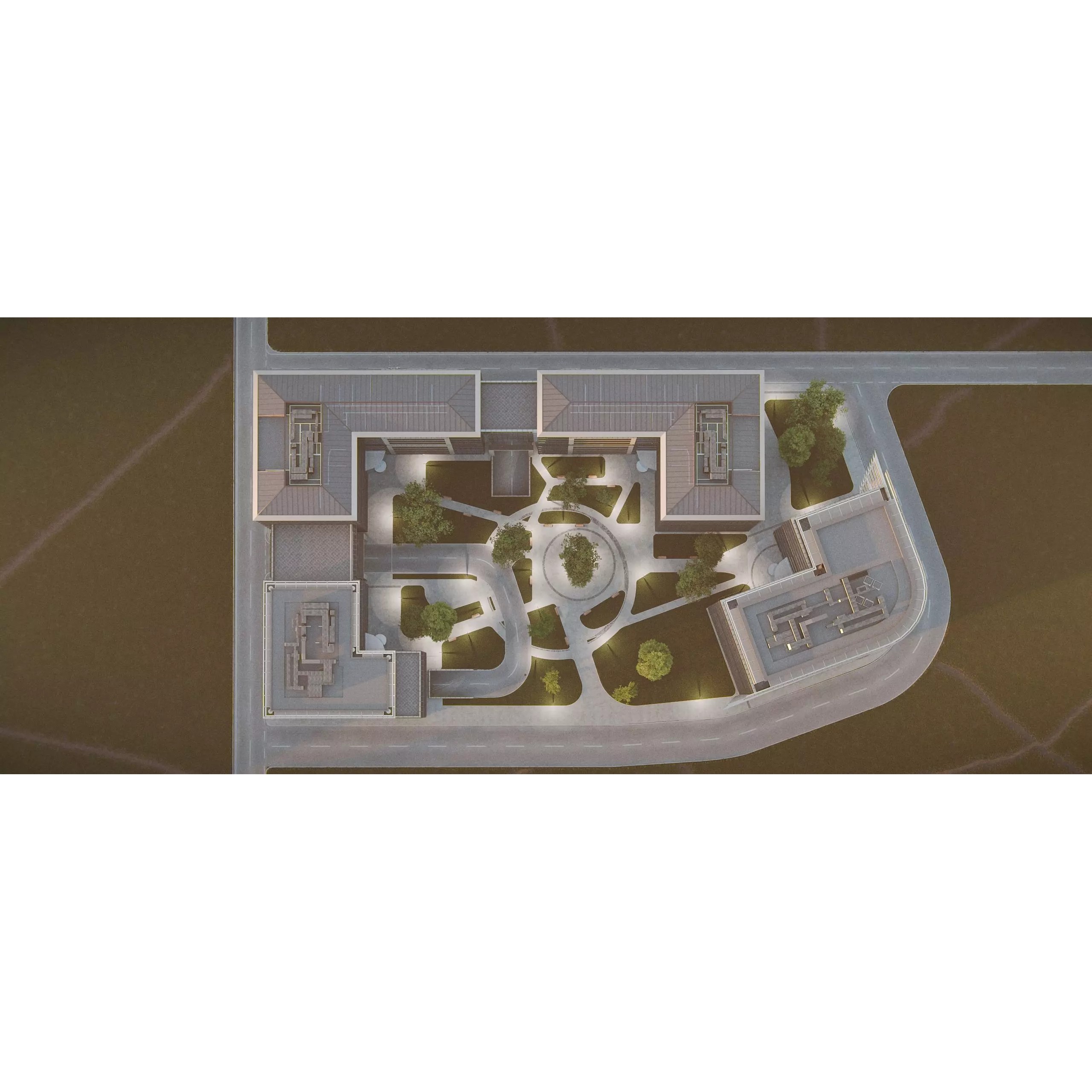 Glass Office Buildings - Modern Business Center 3D Model - View 27