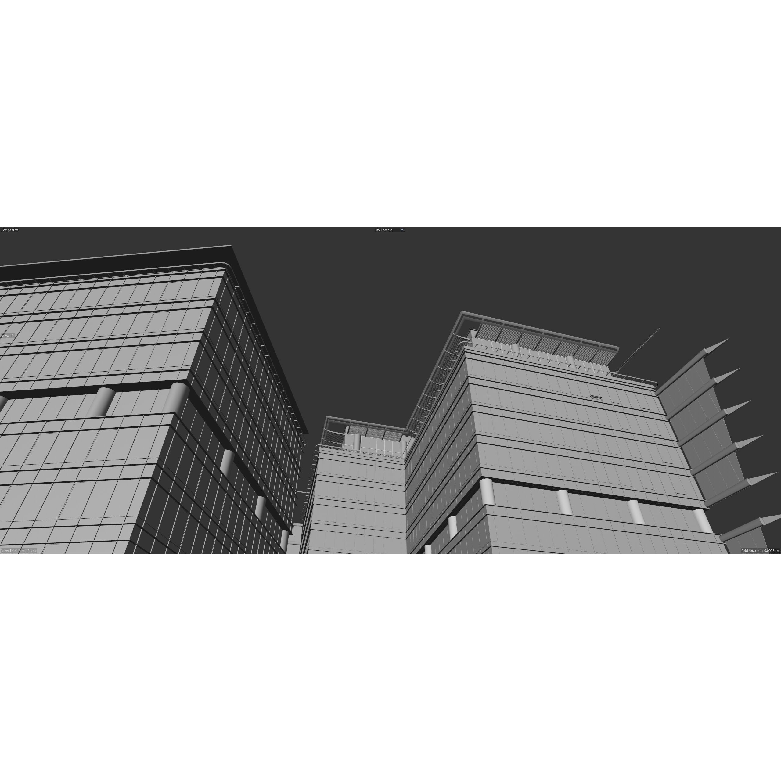 Glass Office Buildings - Modern Business Center 3D Model - View 35