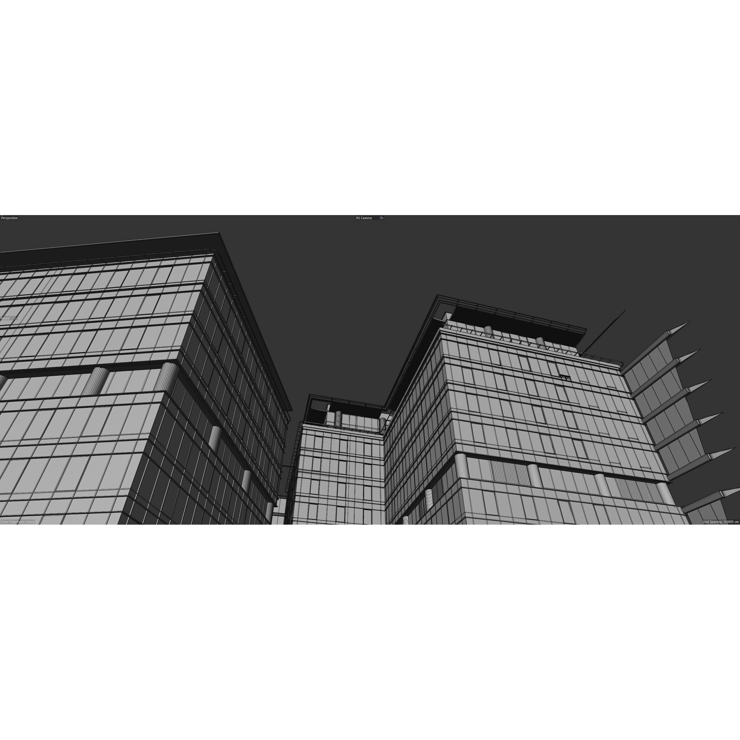 Glass Office Buildings - Modern Business Center 3D Model - View 37