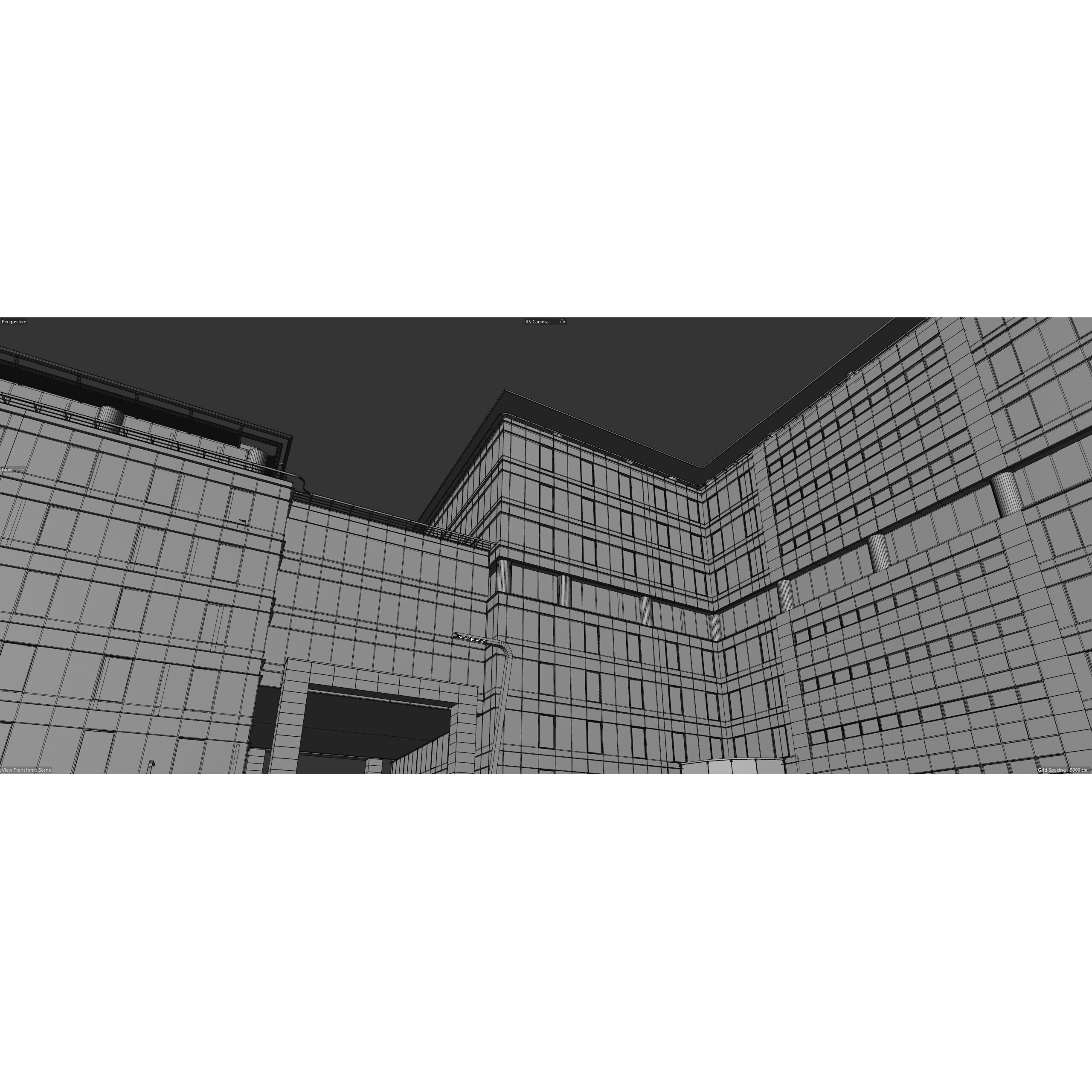 Glass Office Buildings - Modern Business Center 3D Model - View 38