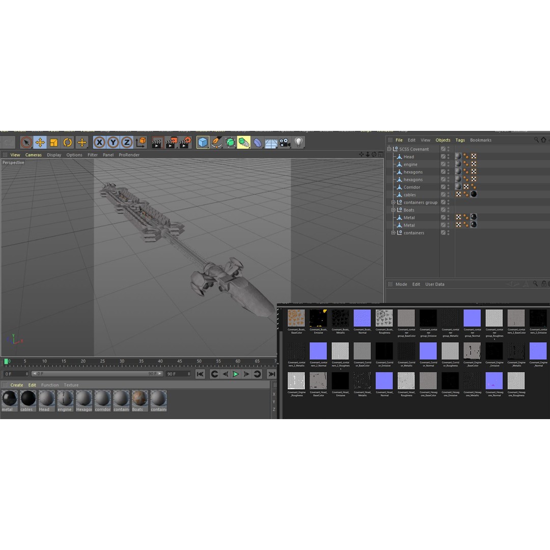 USCSS Covenant Spaceship 3D Model – PBR Game Ready Asset, FBX