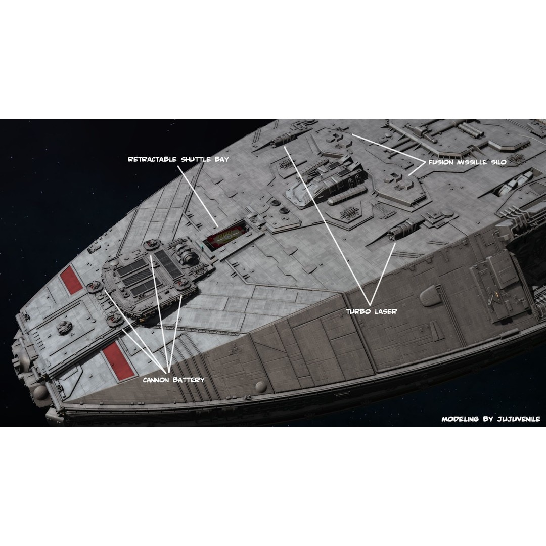 Battlestar Galactica Nova Class 3D Model – Custom Fan Asset, FBX & OBJ - View 11
