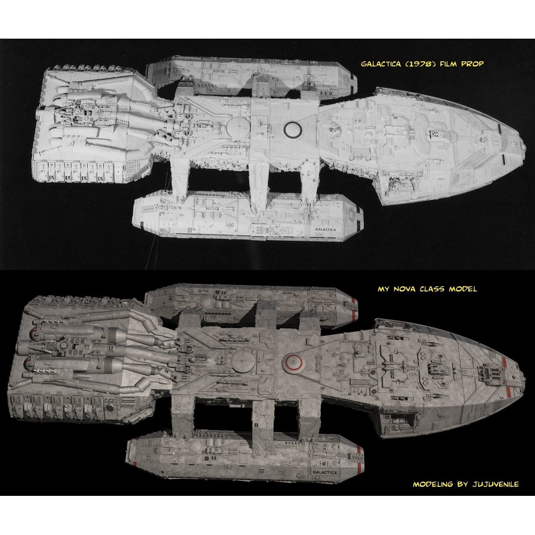 Battlestar Galactica Nova Class 3D Model – Custom Fan Asset, FBX & OBJ - View 12