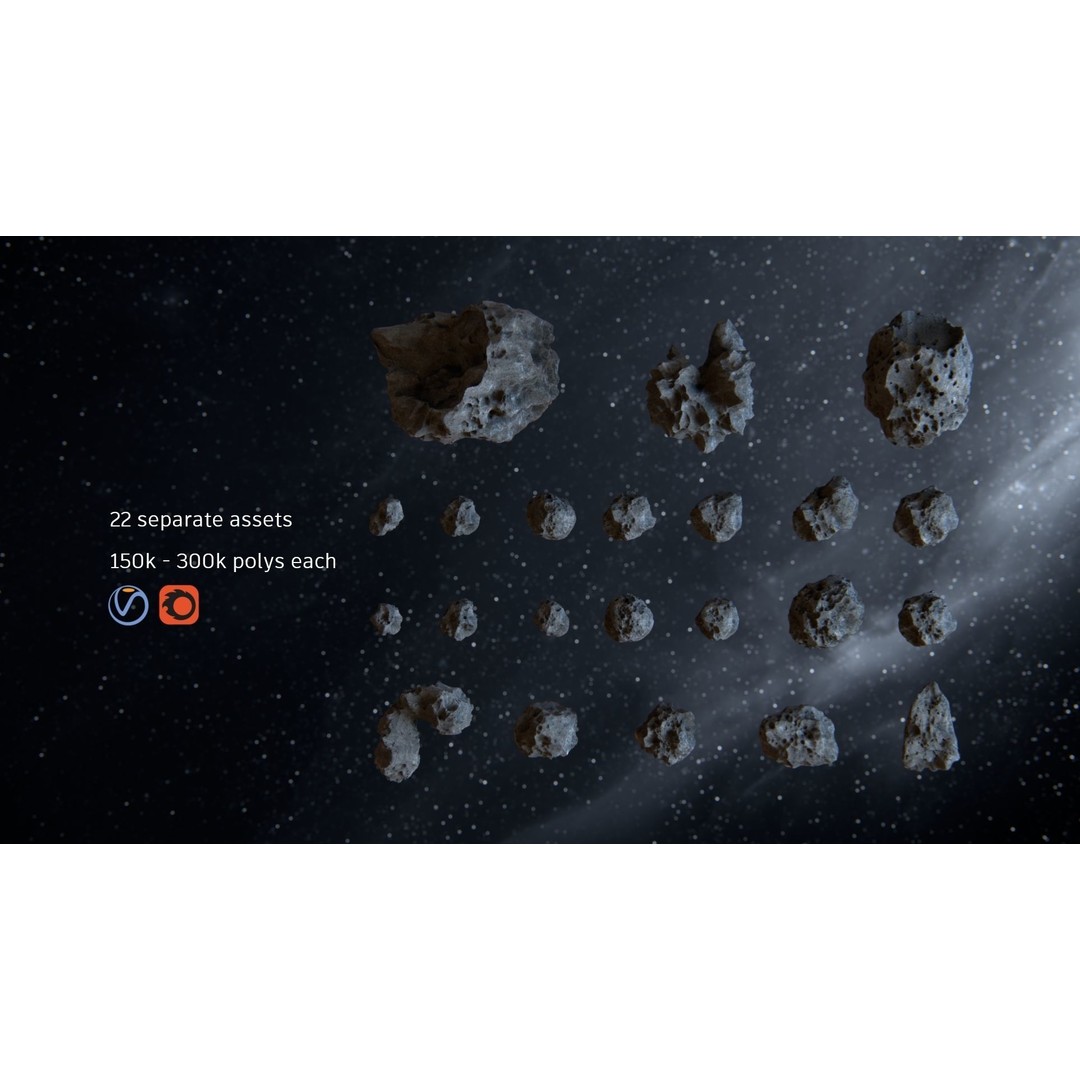 Asteroid 3D Model – High Poly Space Asset with PBR Textures, FBX - View 3