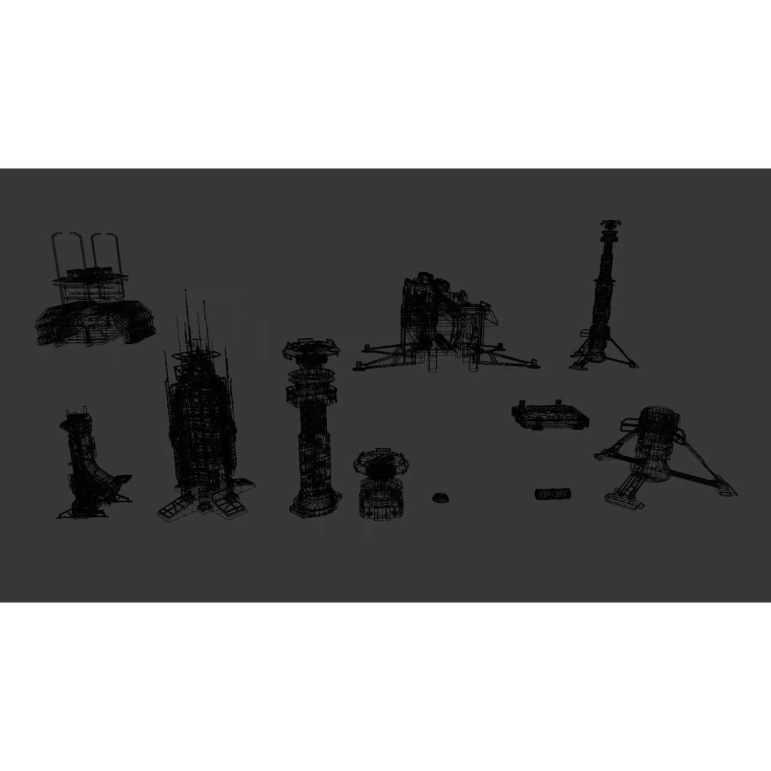 Sci-Fi Mega Structures 3D Model – Low Poly Game Ready Asset, FBX, PBR - View 21