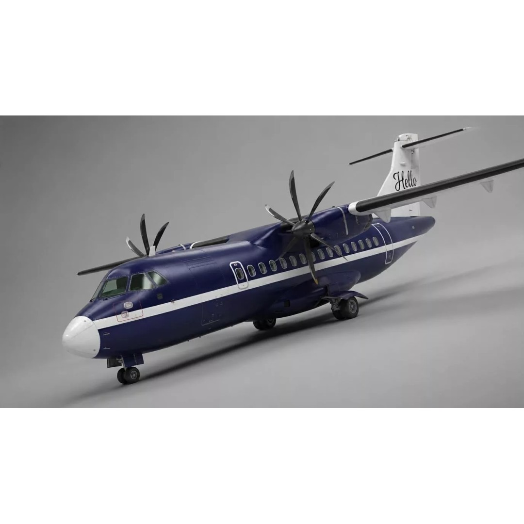 Twin Engine Turboprop Airliner 3D Model – PBR Game-Ready Asset, FBX - View 3