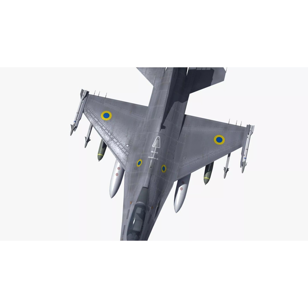 F-16C Fighter Jet 3D Model – PBR Game Asset, FBX Format - View 24
