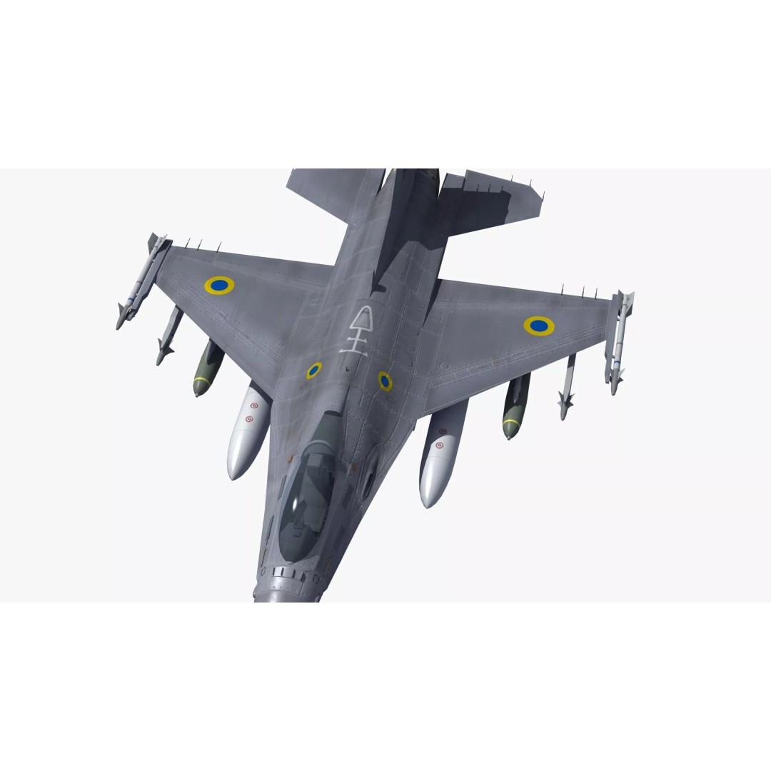 F-16C Fighter Jet 3D Model – PBR Game Asset, FBX Format - View 28