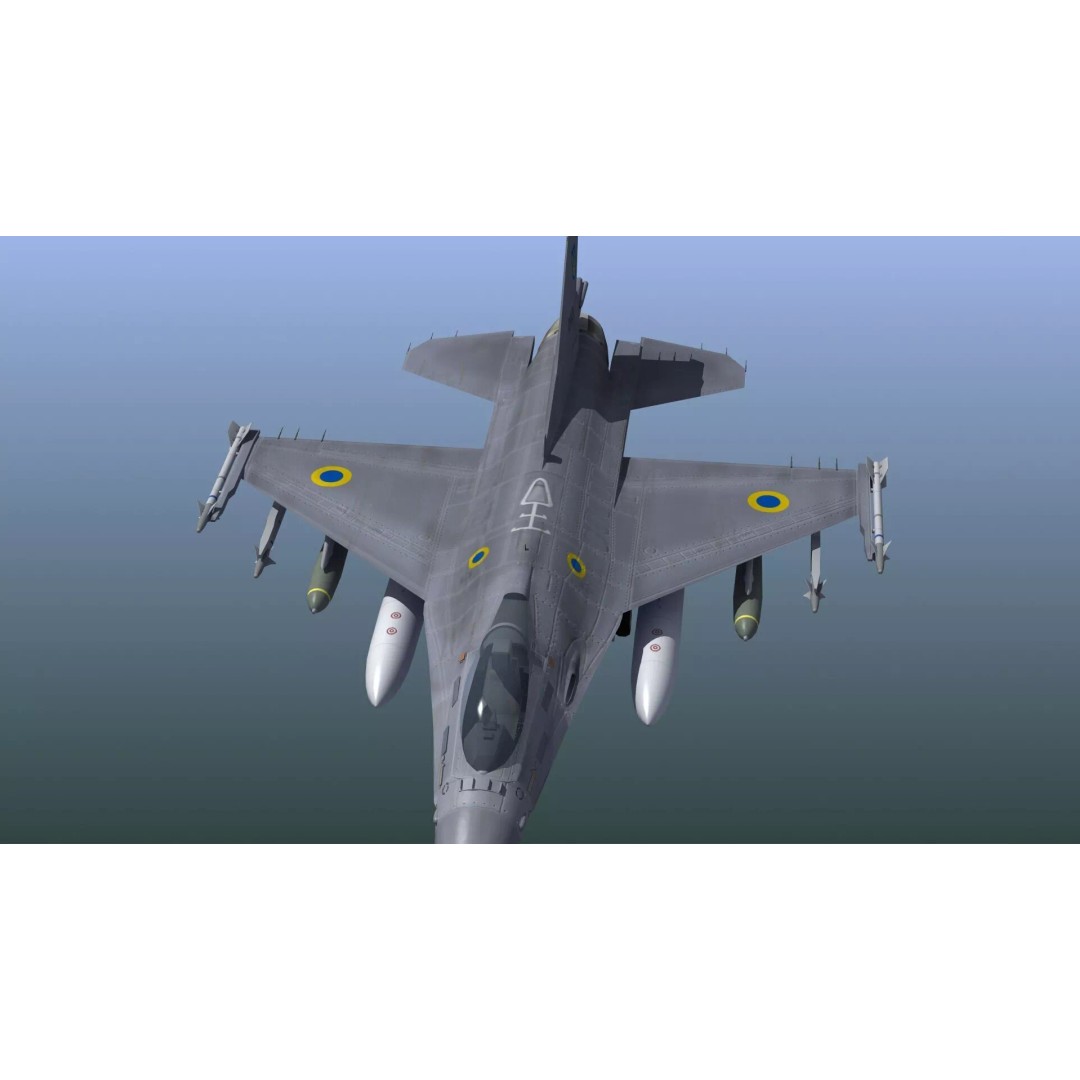 F-16C Fighter Jet 3D Model – PBR Game Asset, FBX Format - View 3