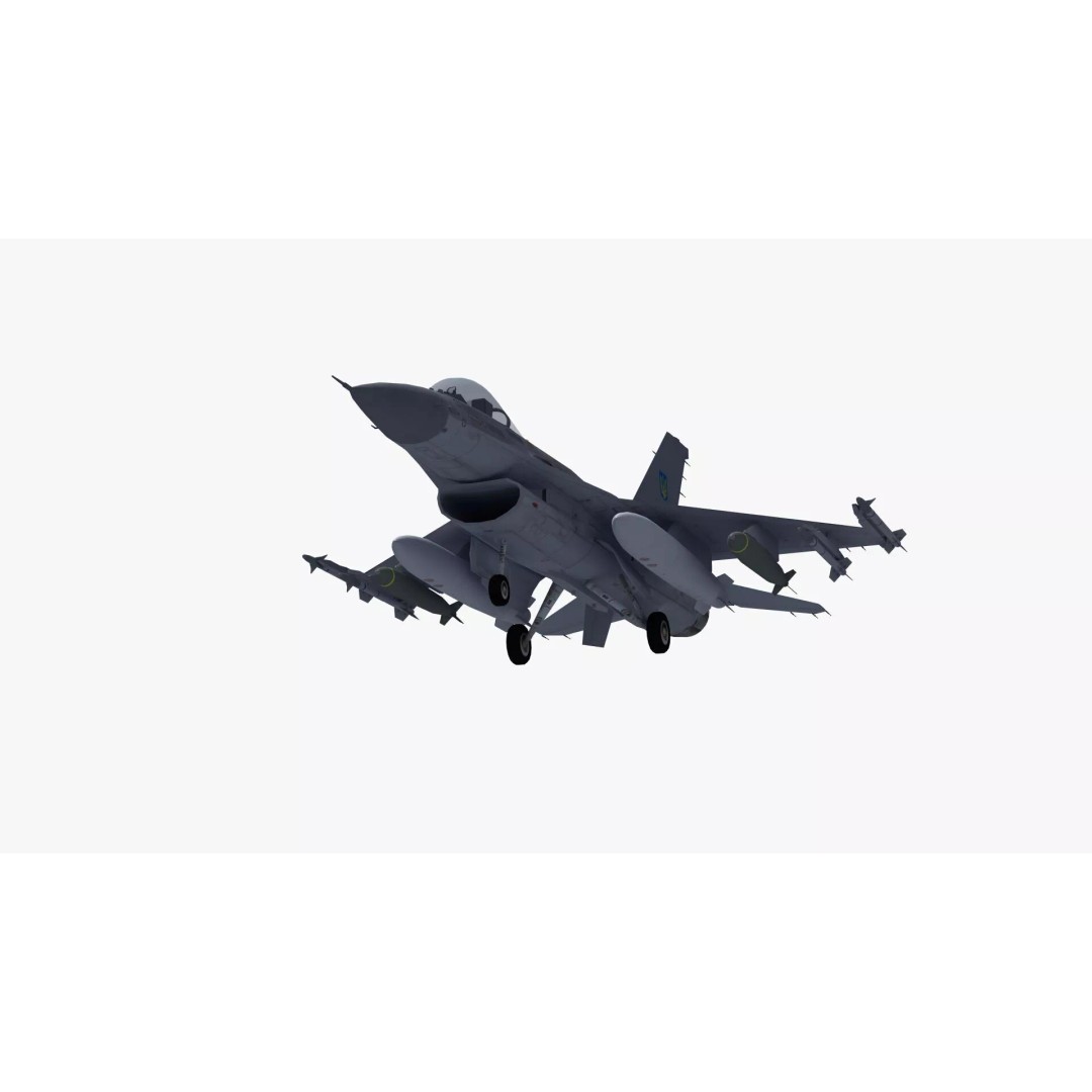 F-16C Fighter Jet 3D Model – PBR Game Asset, FBX Format - View 36