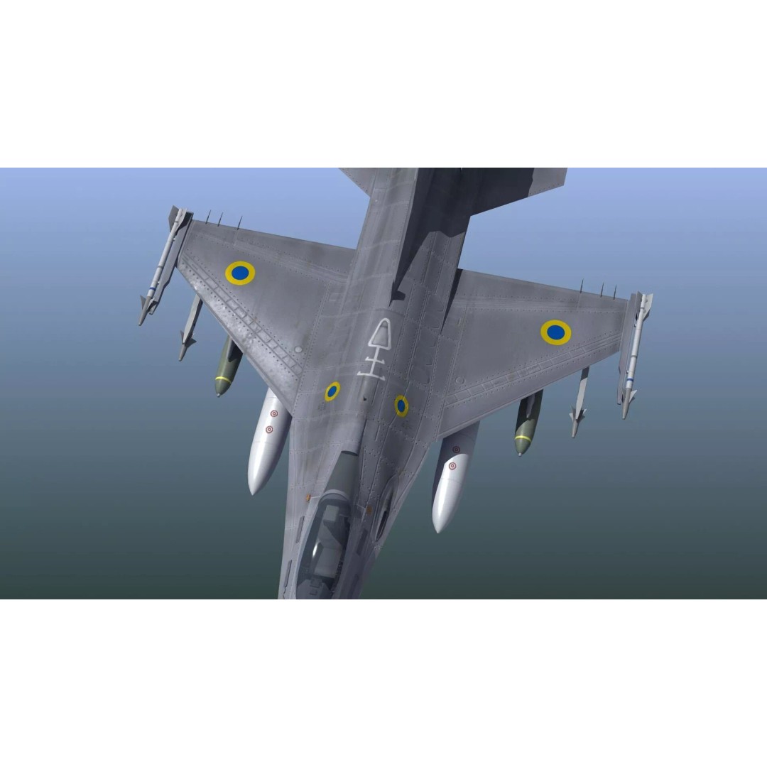 F-16C Fighter Jet 3D Model – PBR Game Asset, FBX Format - View 7