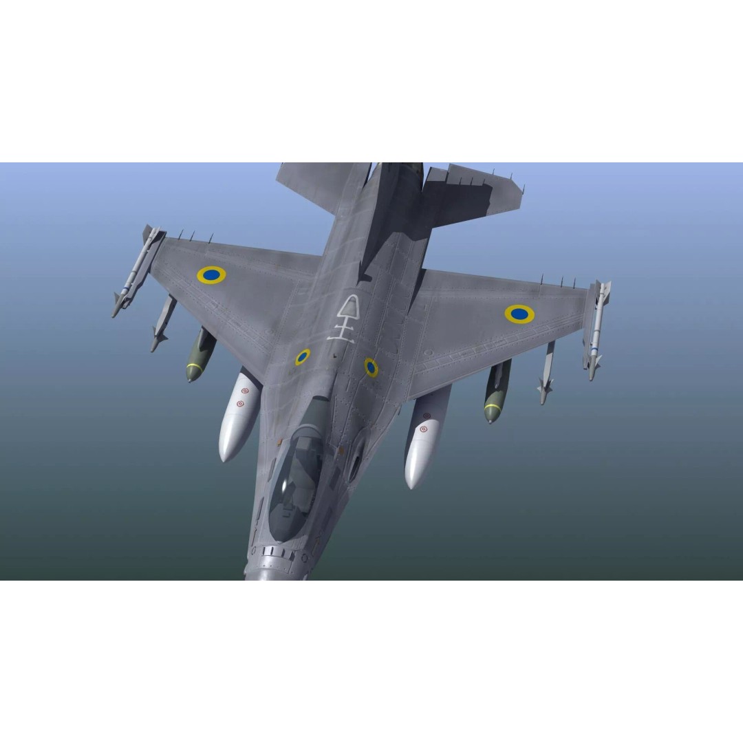 F-16C Fighter Jet 3D Model – PBR Game Asset, FBX Format - View 9