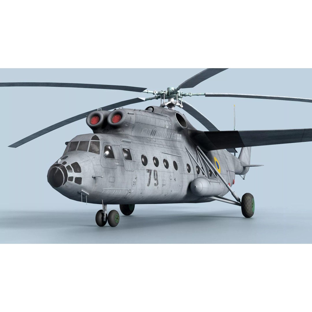 Mil Mi-6 Helicopter 3D Model – Low Poly Game Asset, FBX, OBJ - View 2