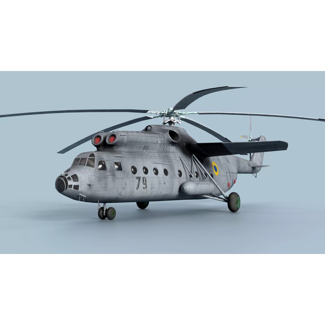 Mil Mi-6 Helicopter 3D Model – Low Poly Game Asset, FBX, OBJ - View 3
