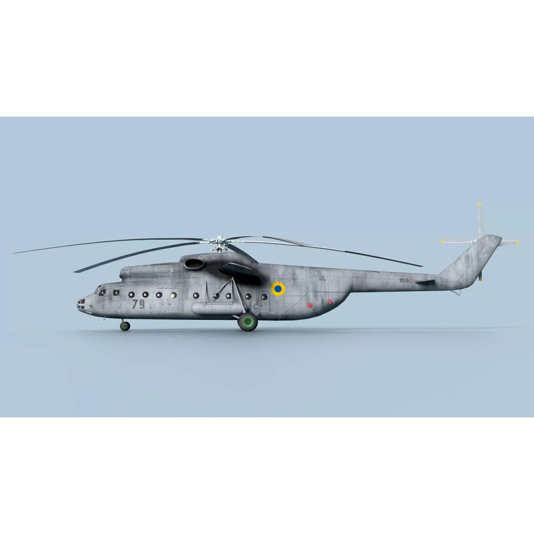 Mil Mi-6 Helicopter 3D Model – Low Poly Game Asset, FBX, OBJ - View 5