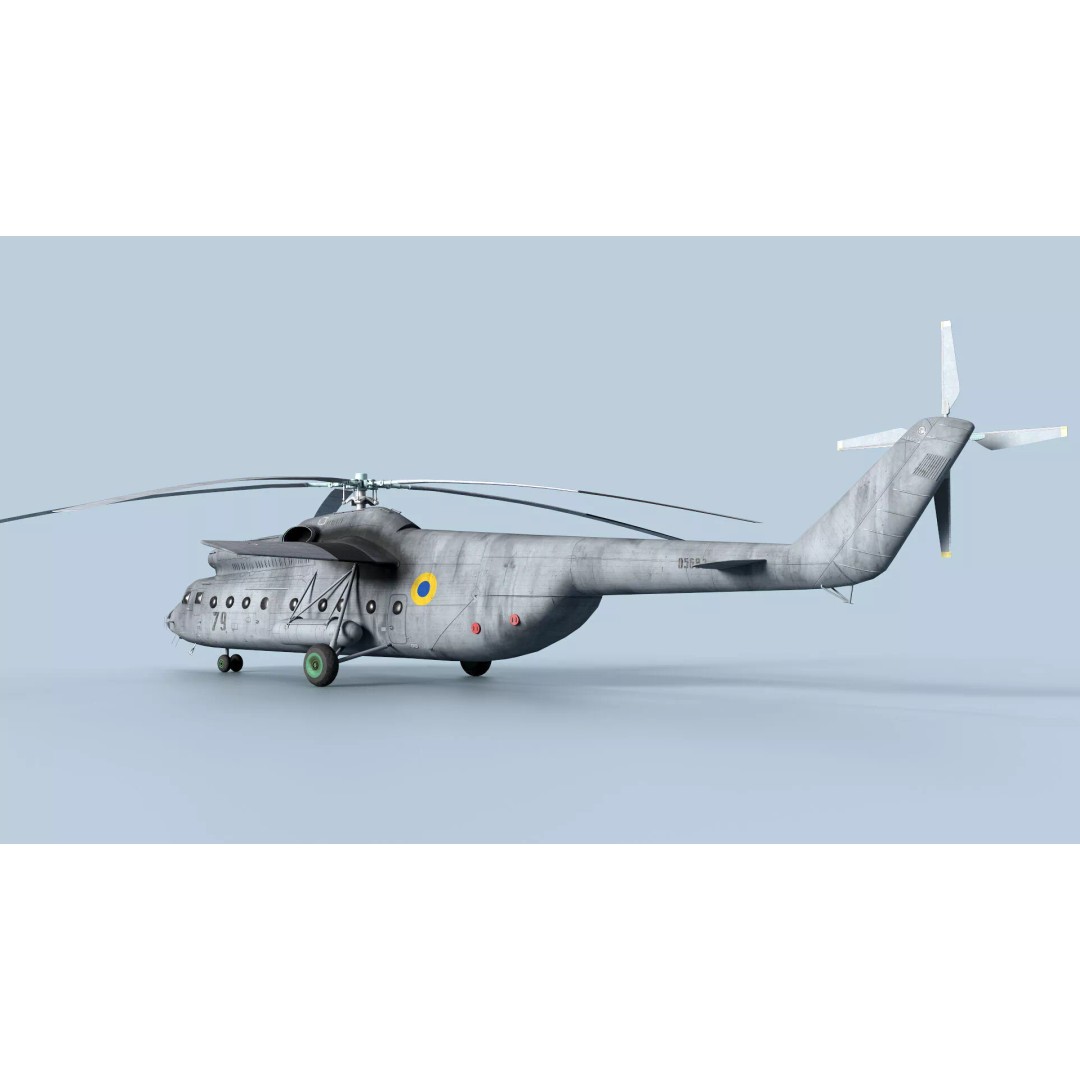 Mil Mi-6 Helicopter 3D Model – Low Poly Game Asset, FBX, OBJ - View 6