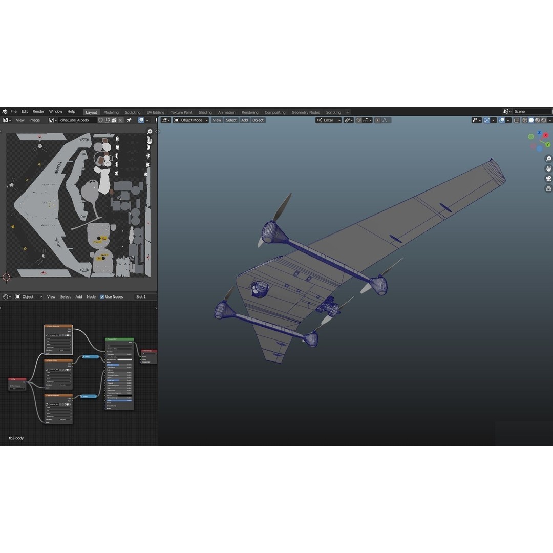 Turkish UAV 3D Model – Low Poly Aircraft Collection, FBX, Rigged