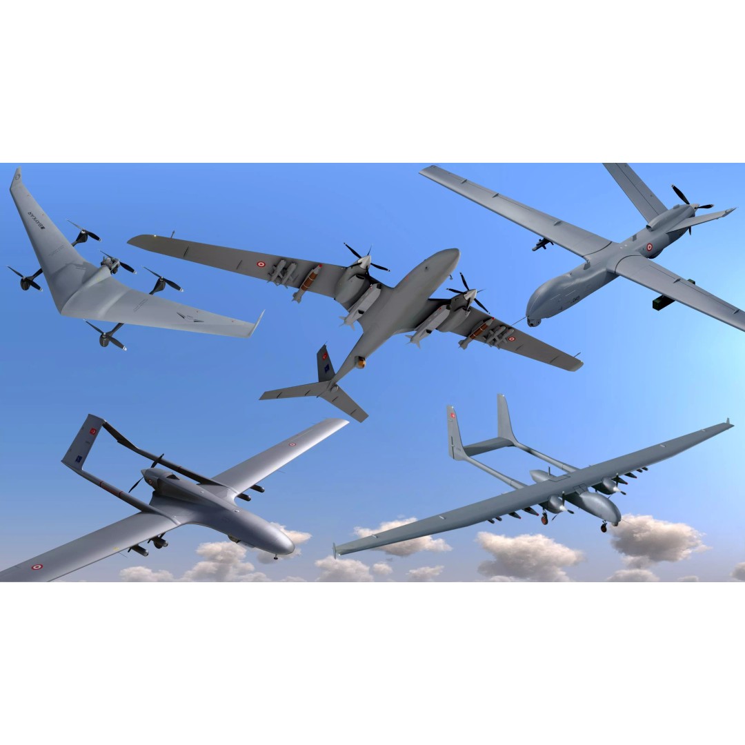 Turkish UAV 3D Model – Low Poly Aircraft Collection, FBX, Rigged - View 2