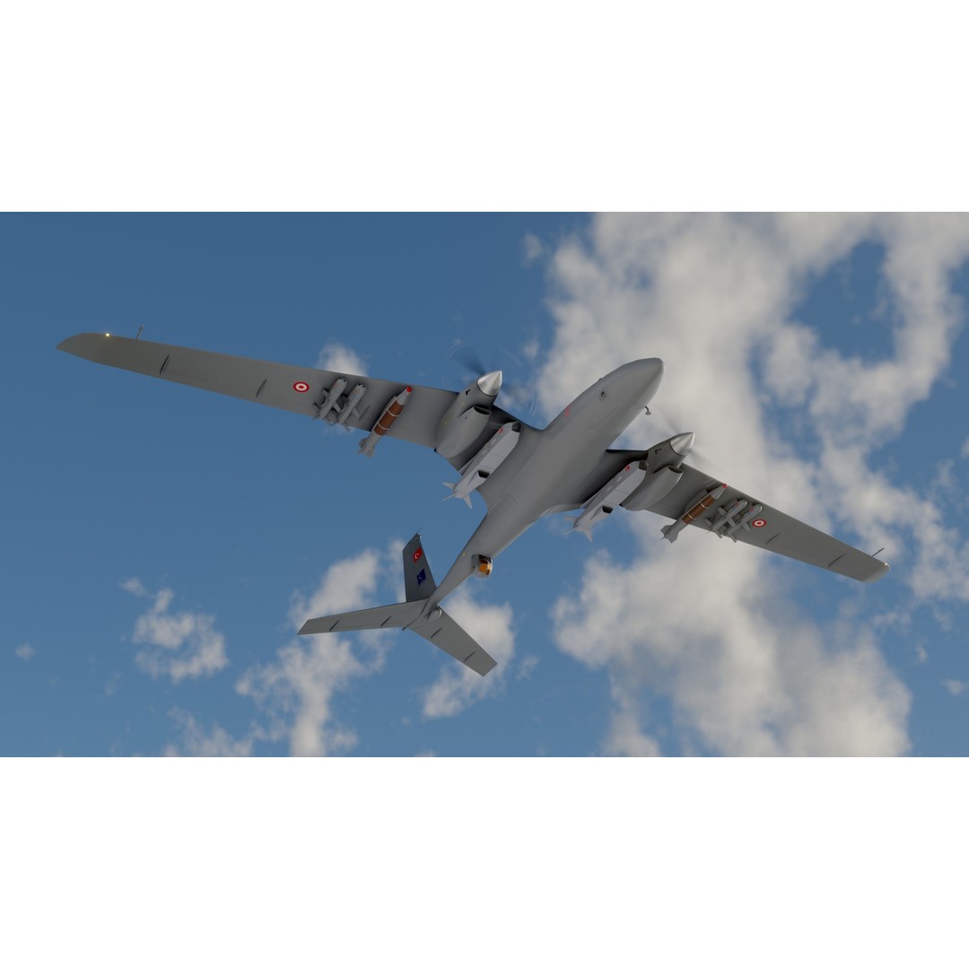 Turkish UAV 3D Model – Low Poly Aircraft Collection, FBX, Rigged - View 3