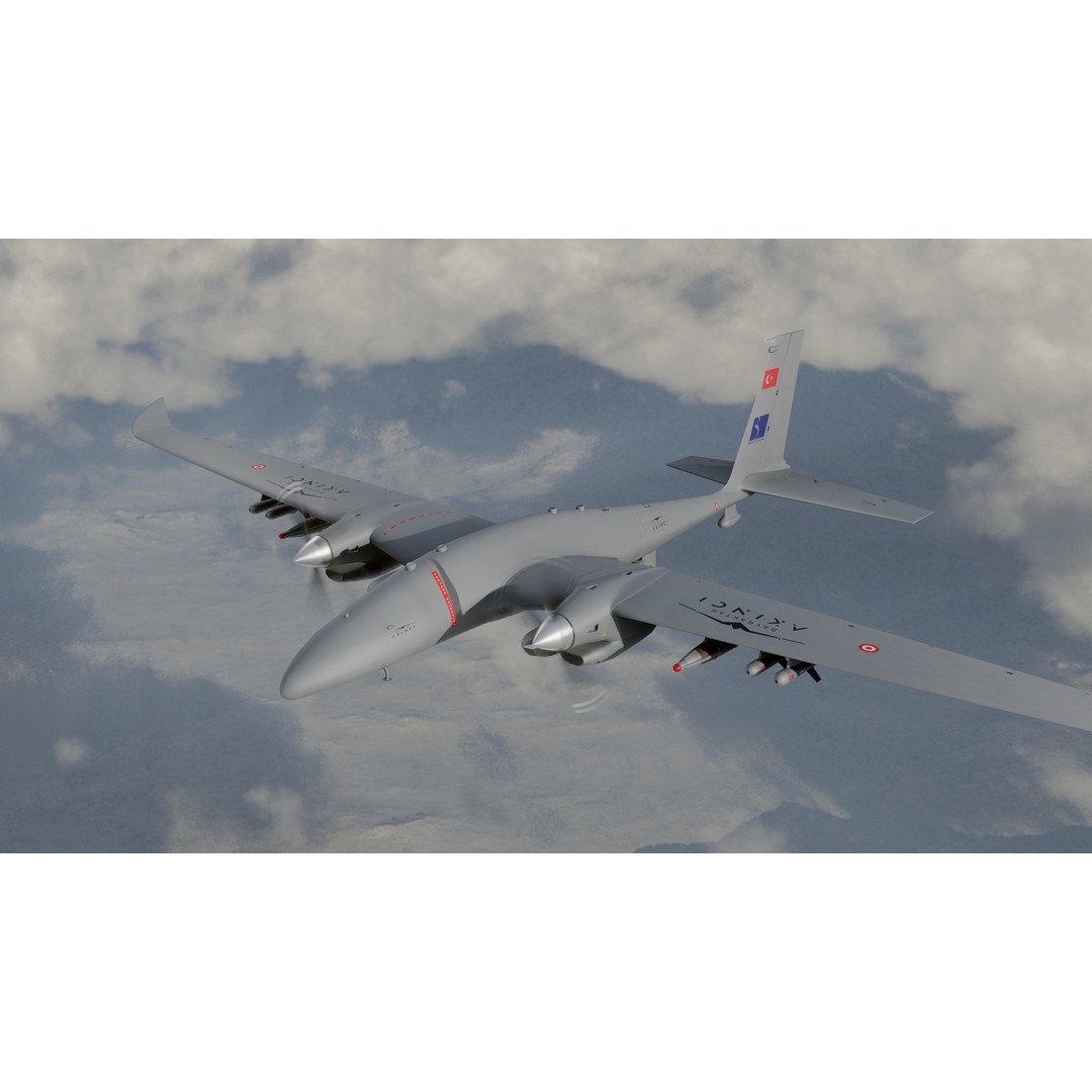 Turkish UAV 3D Model – Low Poly Aircraft Collection, FBX, Rigged - View 4