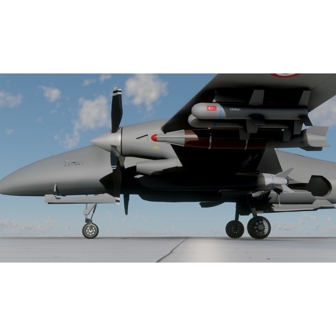 Turkish UAV 3D Model – Low Poly Aircraft Collection, FBX, Rigged - View 7