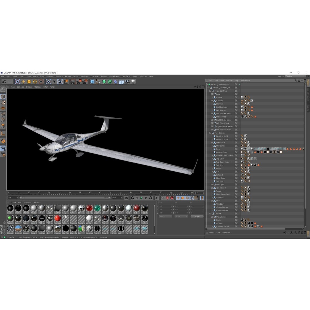 HK36 TC115 Diamond Airplane 3D Model – Subdivision Ready, FBX, C4D