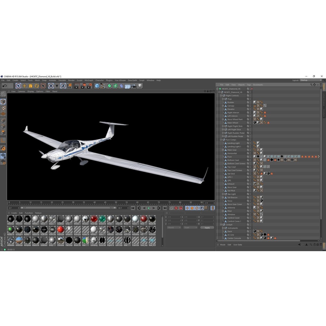 HK36 TC115 Diamond Airplane 3D Model – Subdivision Ready, FBX, C4D - View 15