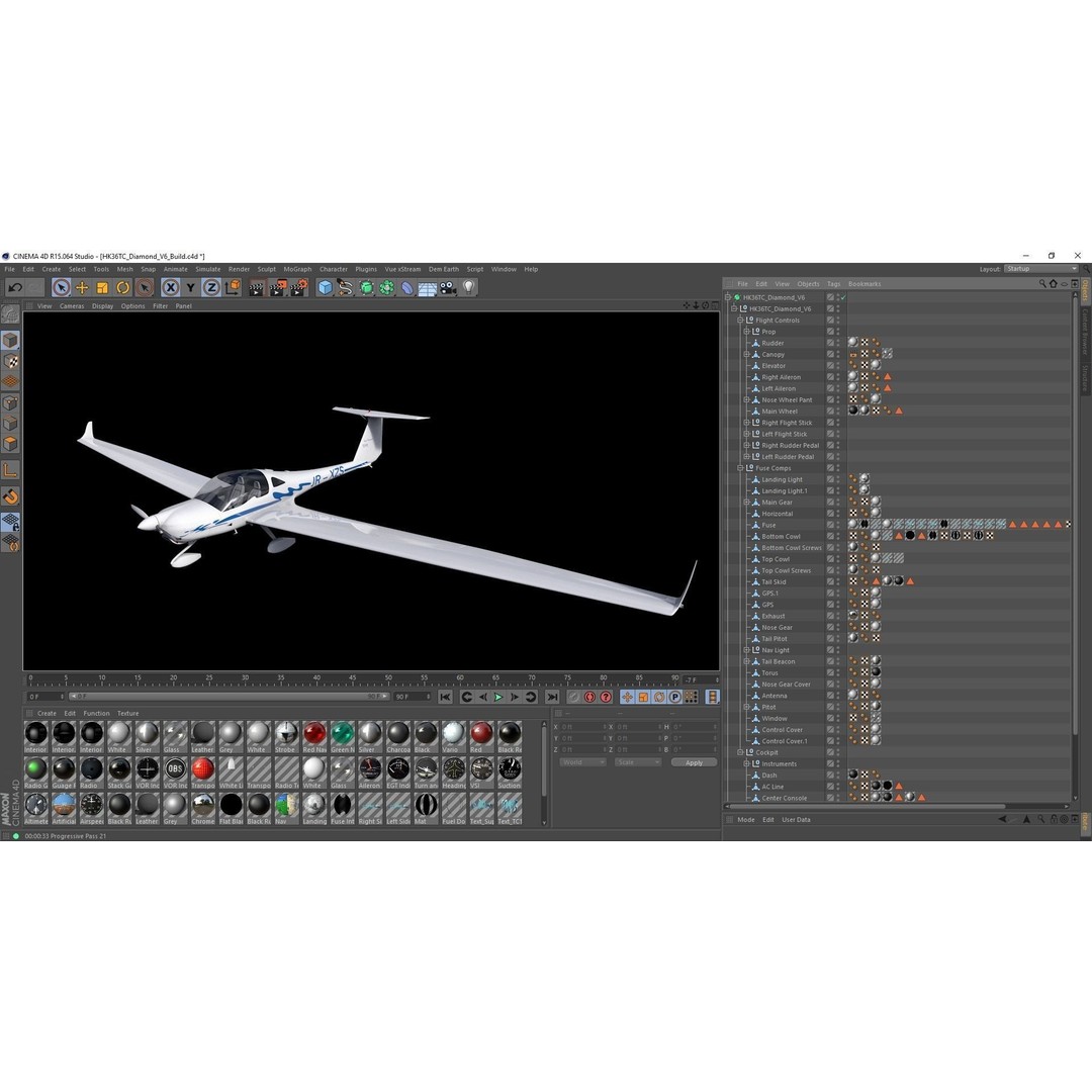 HK36 TC115 Diamond Airplane 3D Model – Subdivision Ready, FBX, C4D - View 16