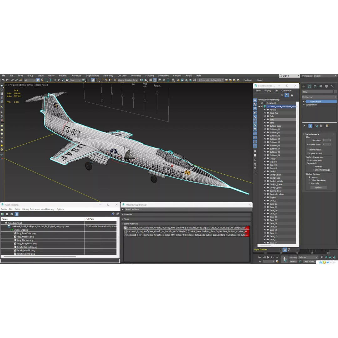 Lockheed F-104 Starfighter 3D Model – Rigged PBR Aircraft Asset