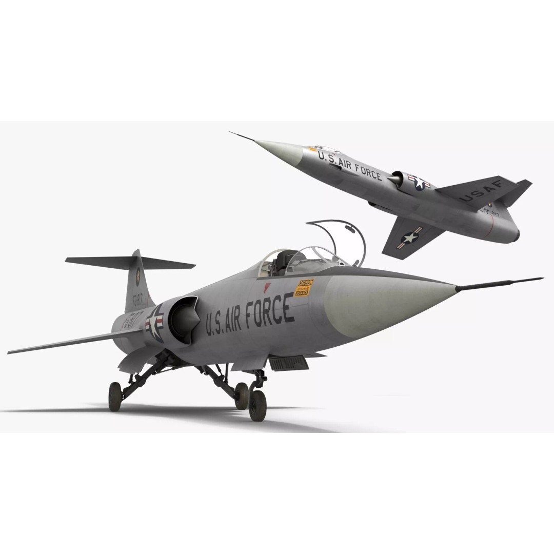 Lockheed F-104 Starfighter 3D Model – Rigged PBR Aircraft Asset - View 16