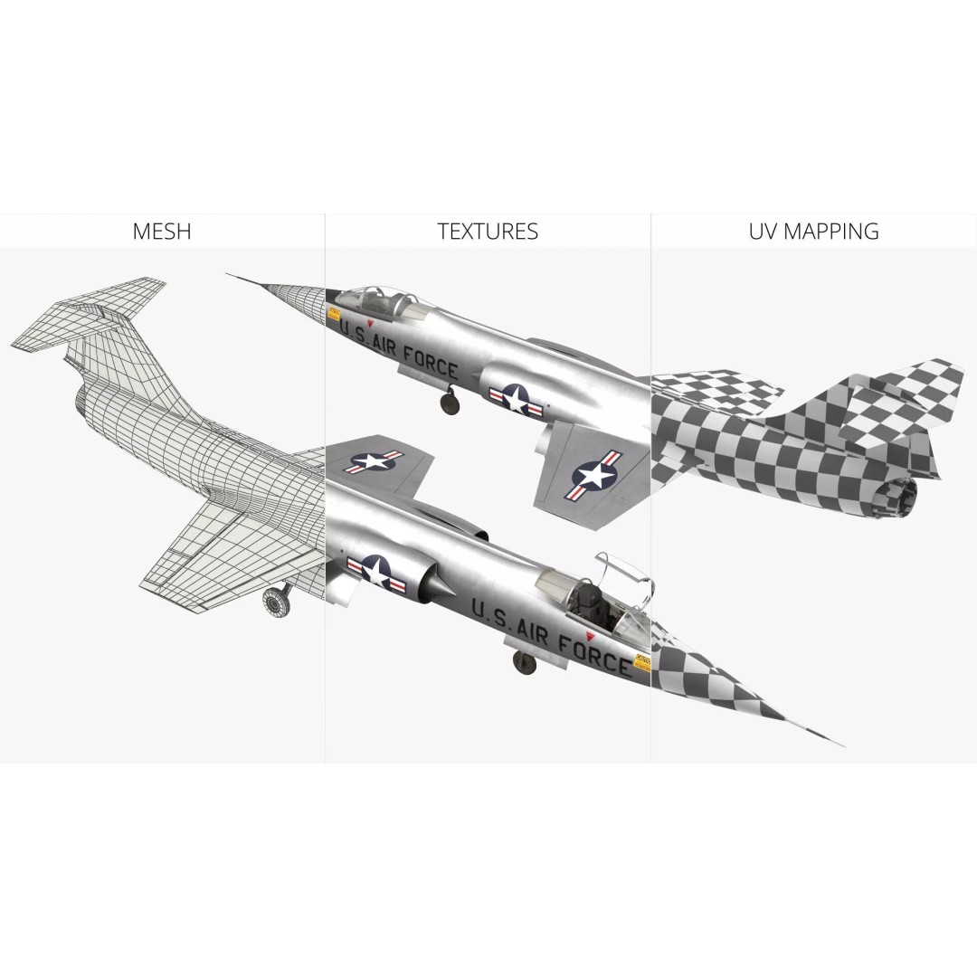 Lockheed F-104 Starfighter 3D Model – Rigged PBR Aircraft Asset - View 17