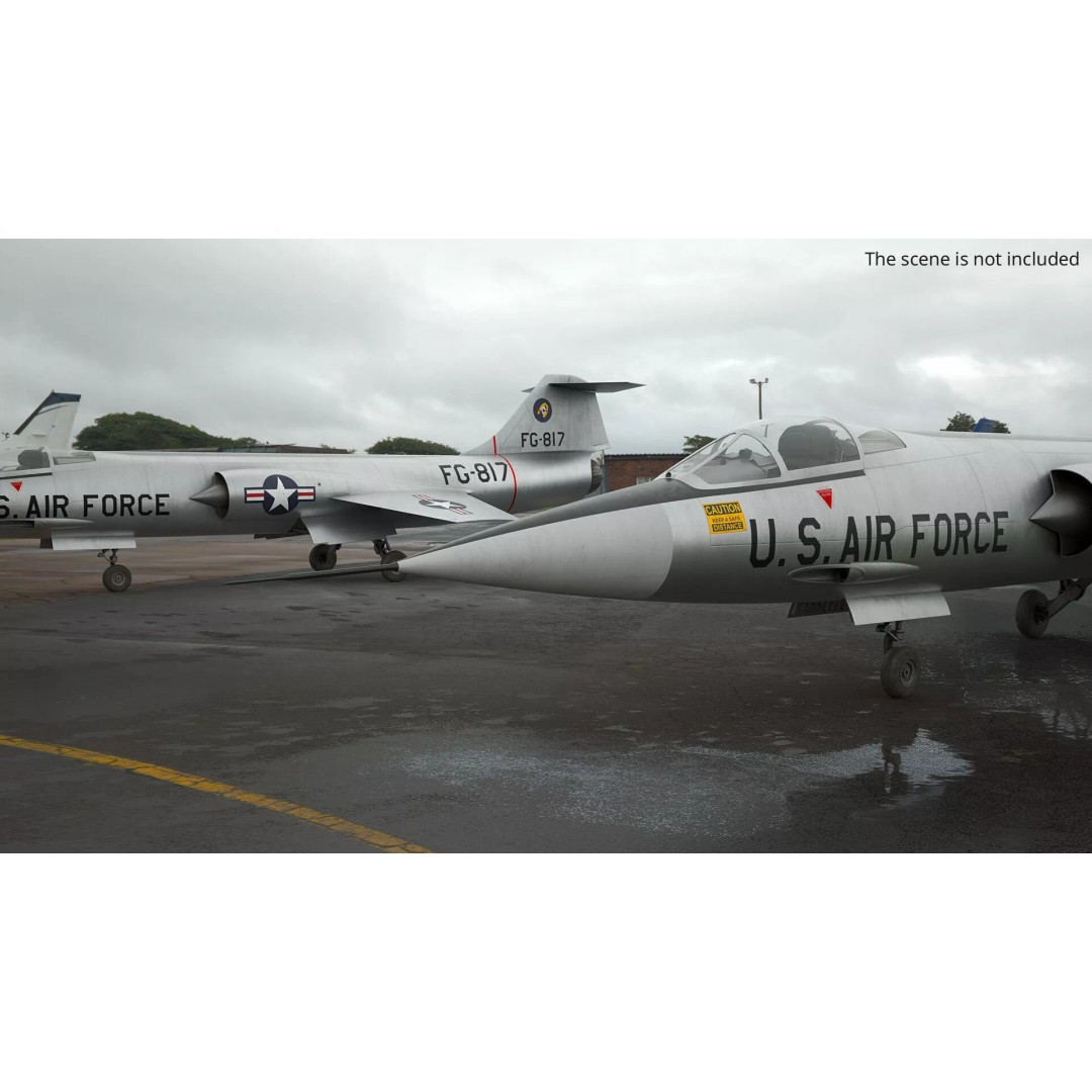 Lockheed F-104 Starfighter 3D Model – Rigged PBR Aircraft Asset - View 2