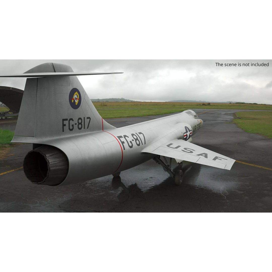 Lockheed F-104 Starfighter 3D Model – Rigged PBR Aircraft Asset - View 3