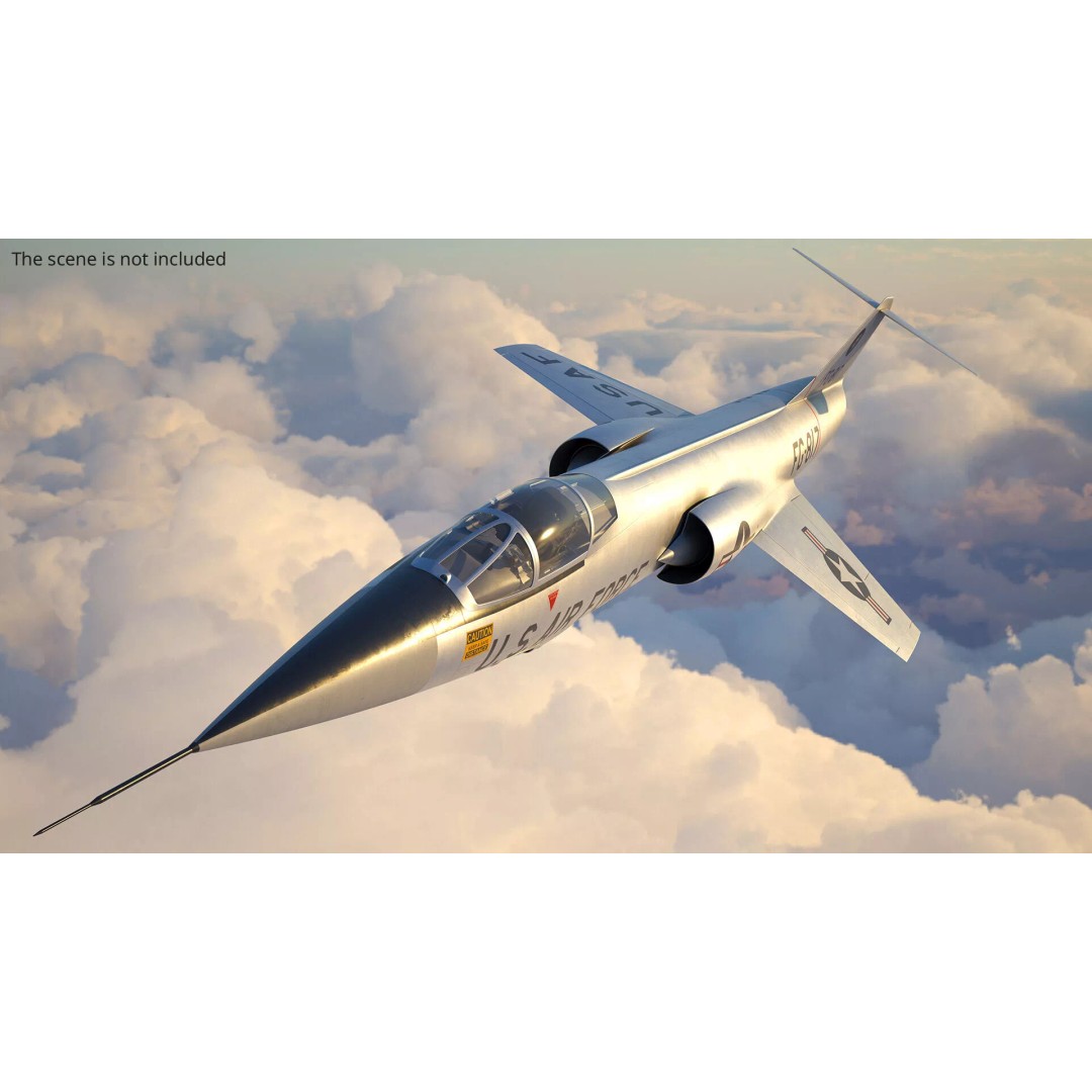Lockheed F-104 Starfighter 3D Model – Rigged PBR Aircraft Asset - View 7