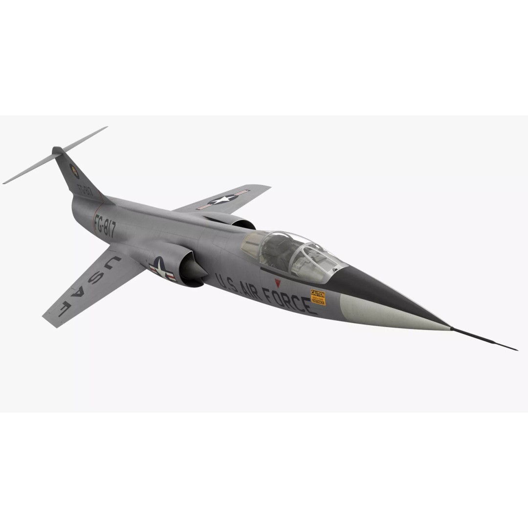 Lockheed F-104 Starfighter 3D Model – Rigged PBR Aircraft Asset - View 8