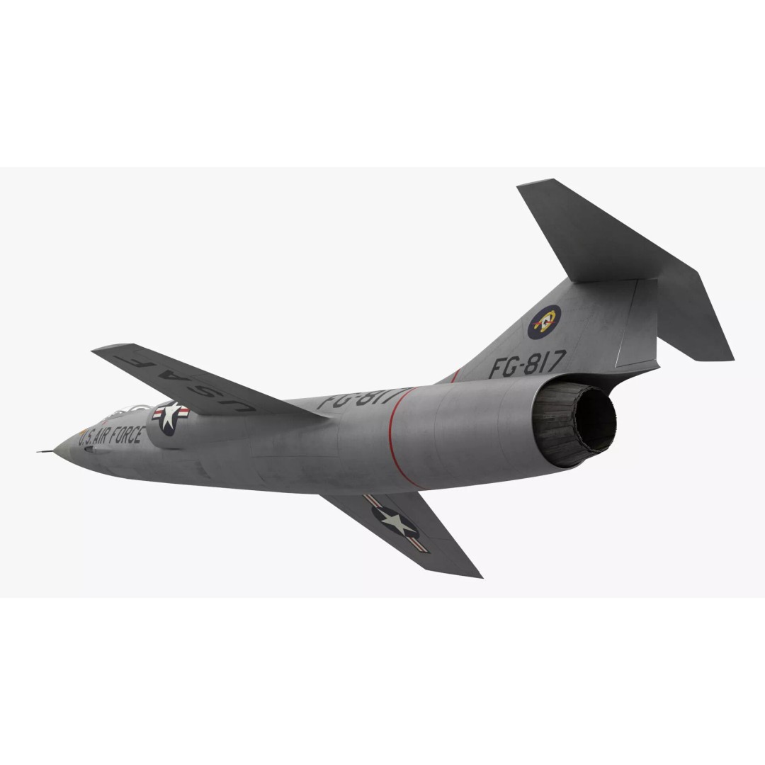 Lockheed F-104 Starfighter 3D Model – Rigged PBR Aircraft Asset - View 9