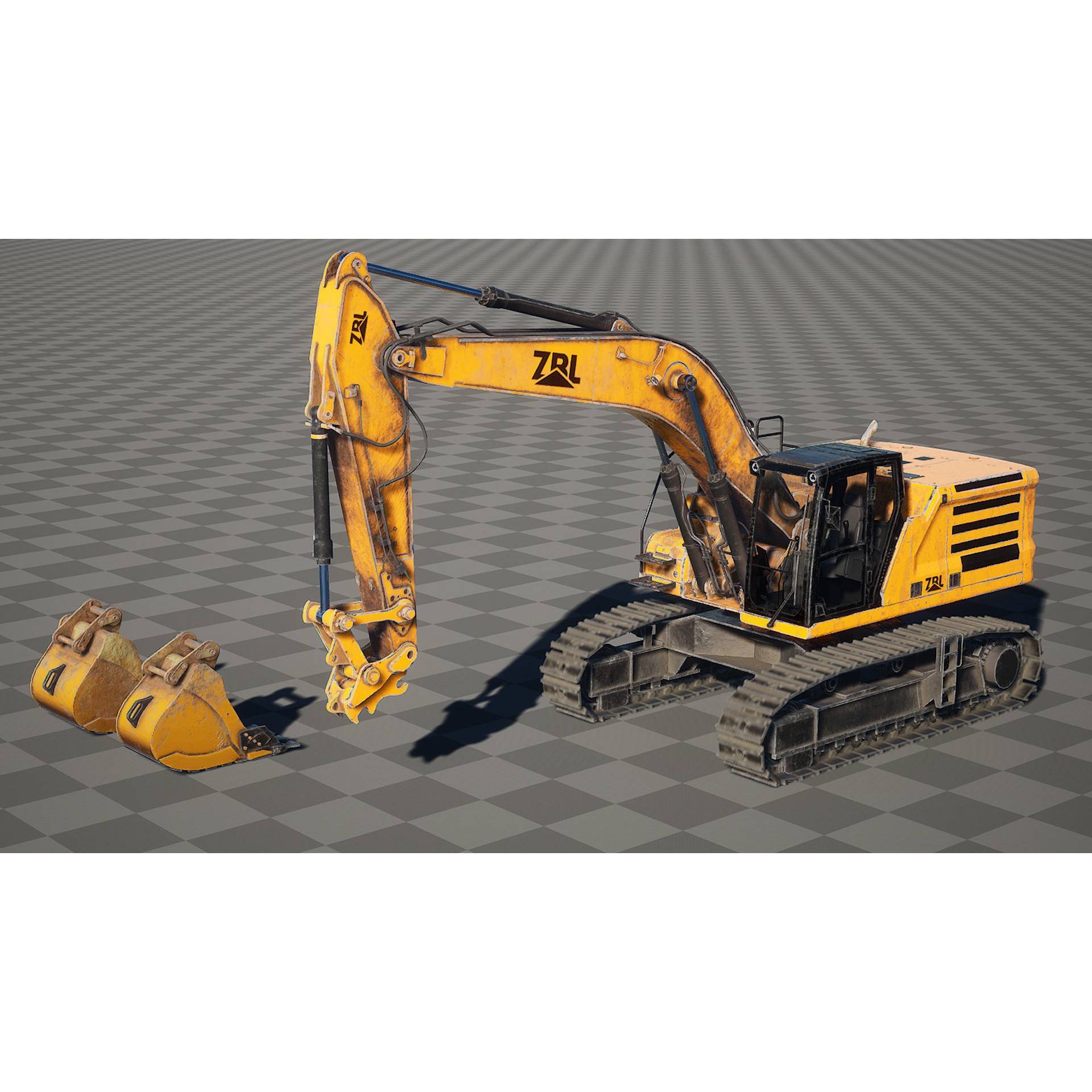Excavator v2 - Low-Poly Game-Ready 3D Model - View 14