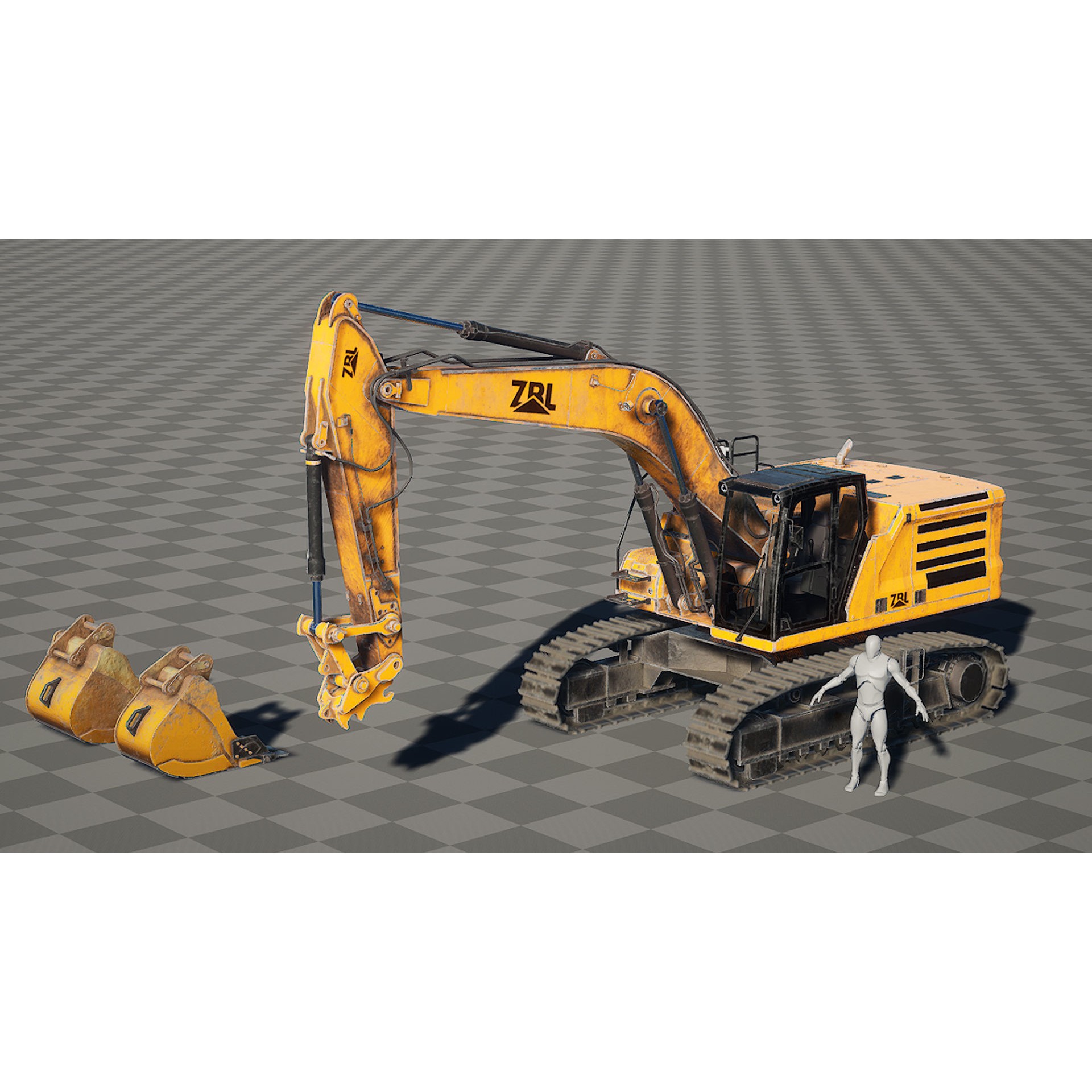 Excavator v2 - Low-Poly Game-Ready 3D Model - View 15