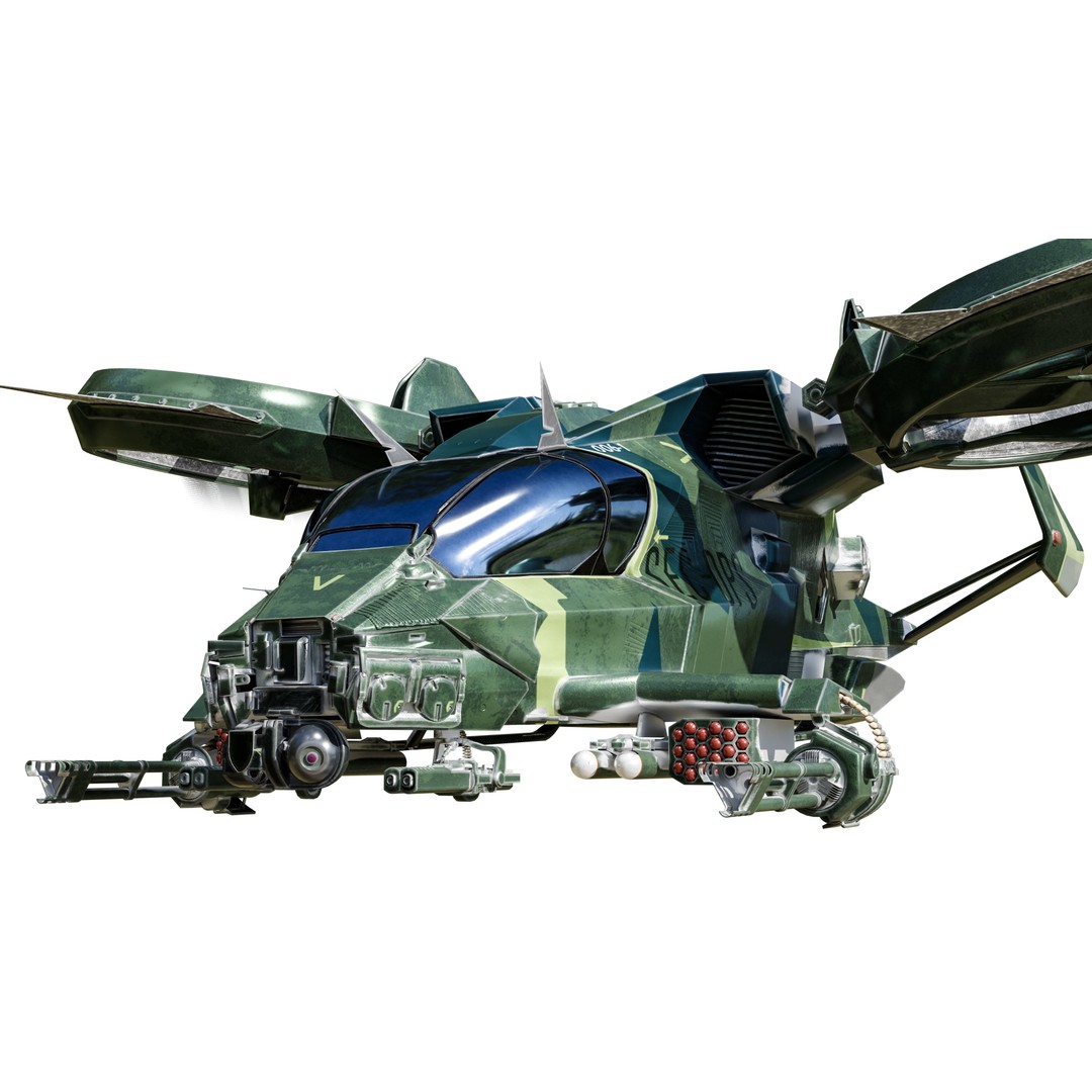 Avatar Kestrel Gunship Helicopter 3D Model – Low Poly PBR Asset - View 10