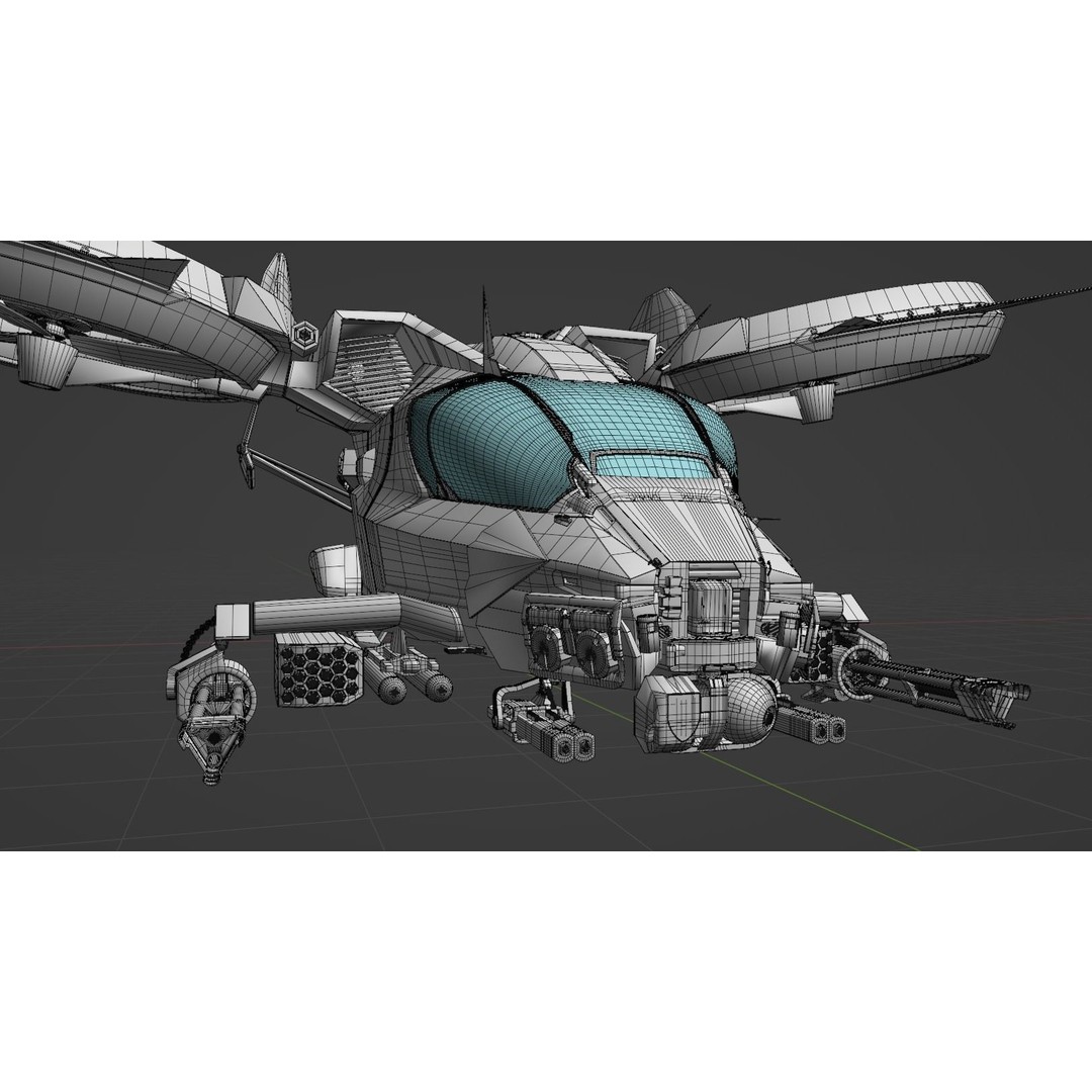 Avatar Kestrel Gunship Helicopter 3D Model – Low Poly PBR Asset - View 13